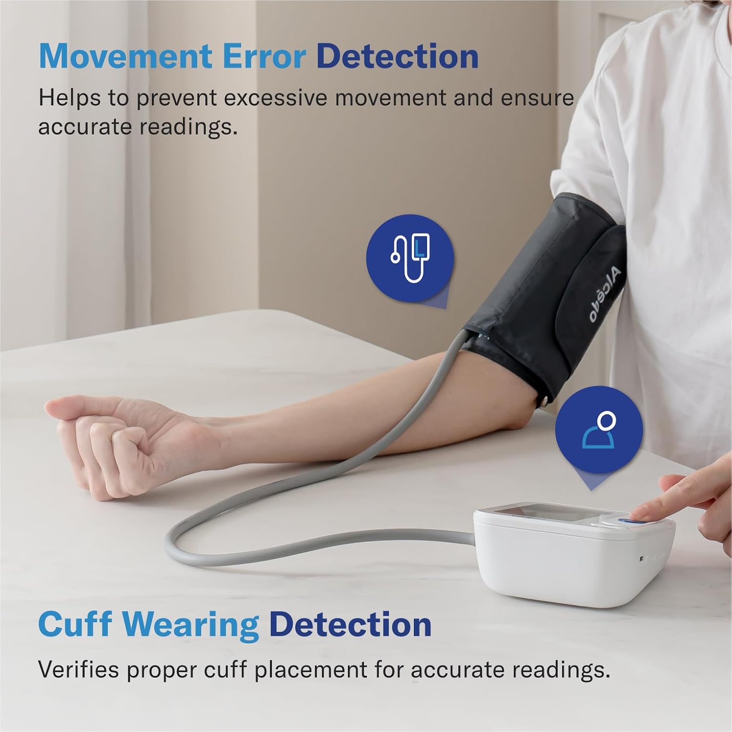 Alcedo Blood Pressure Monitor for Home Use, Upper Arm Cuff BP Machine | Large LCD Screen, Talking Function, 2x120 Memory, Large Cuff (8.7–16.5"), Batteries+USB Cable
