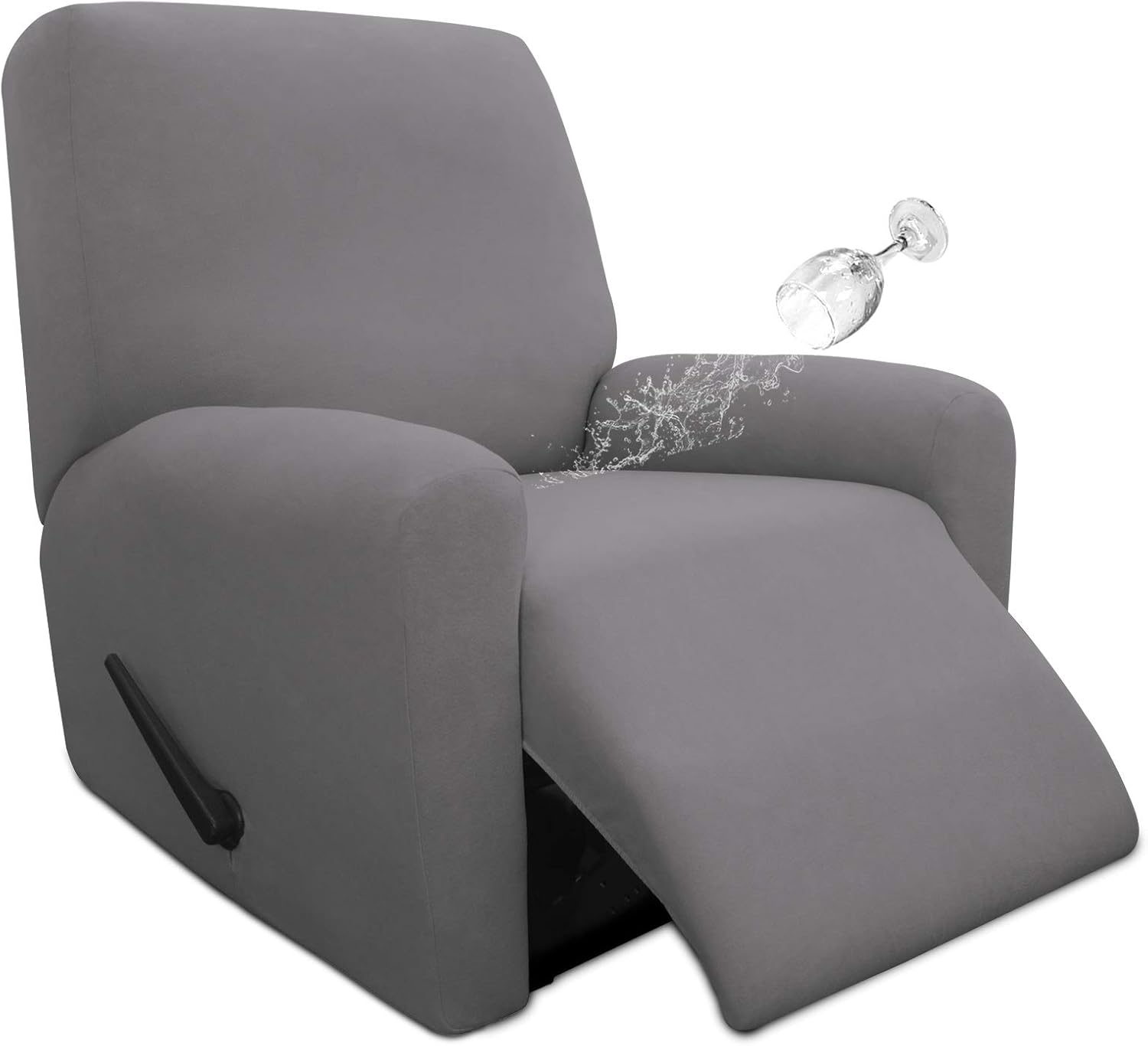 Easy-Going 4 Pieces Waterproof Recliner Chair Slipcover Washable | Stretch Soft Couch Cover for Dogs, Sofa Slipcover for Recliner Couch Furniture Protector for Kids, Pets Dark Gray