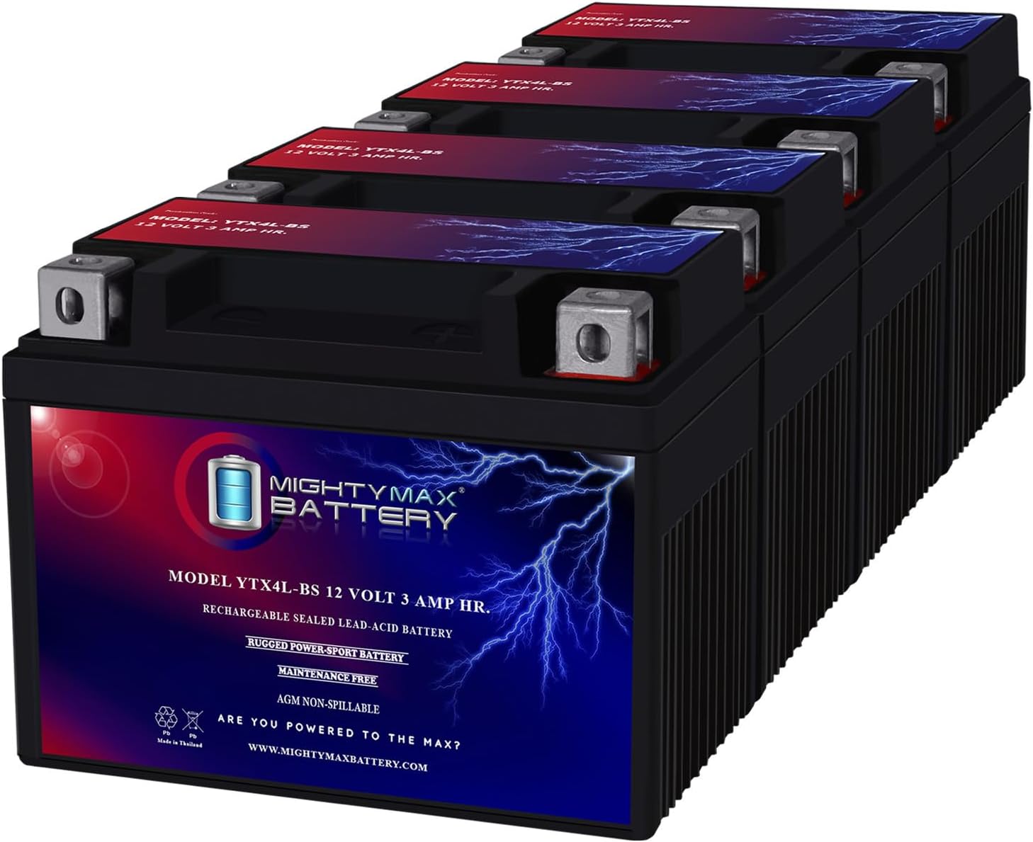 Mighty Max Battery YTX4L-BS Replacement for 1999-03 E-Ton AXL, TXL, NXL, RXL 50 and 90cc