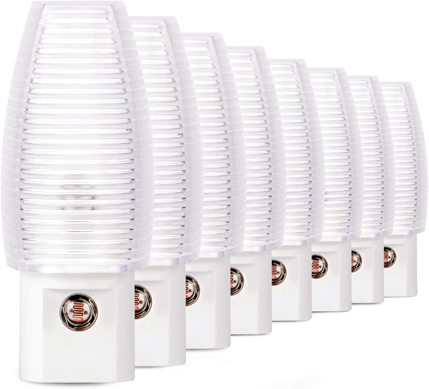Emotionlite Plug-in Night Light, Dusk to Dawn Sensor, Warm White, 4 Pack | Warm white sensor night light, ideal for nursery, bedroom, bathroom, hallway, stairs & kitchen