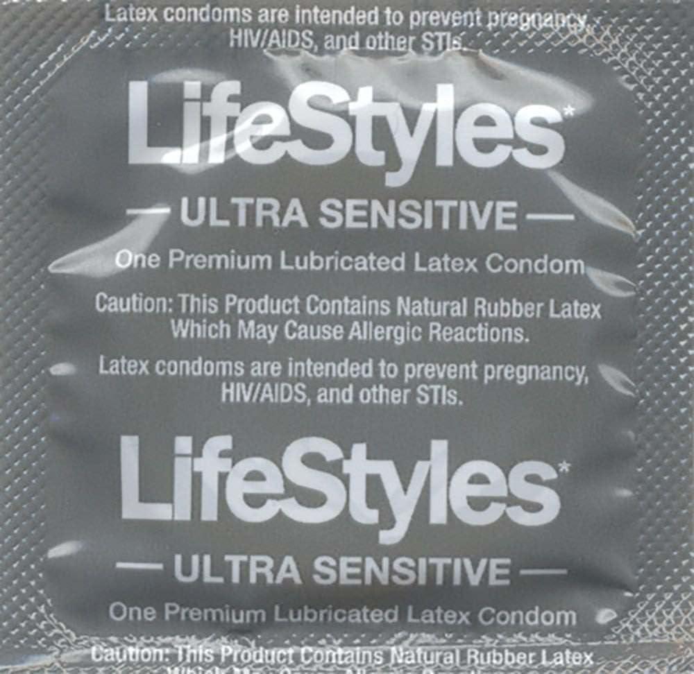 LifeStyles Ultra Sensitive Premium Lubricated Natural Latex Condoms Value Pack - 100 Count, 1 Pack - Triple Tested for Best Protection, Made with UltraGlide Silicone Lube