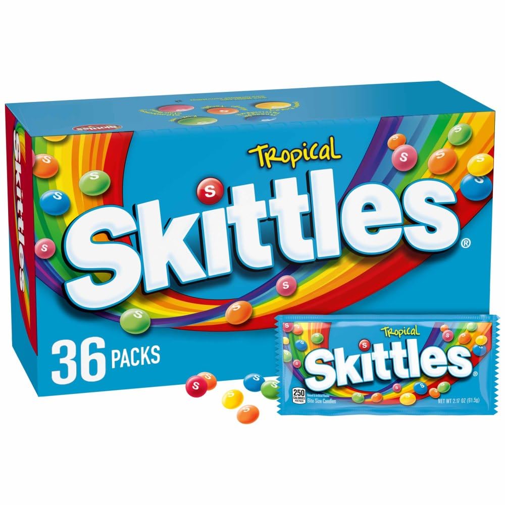 SKITTLES Wild Berry Chewy Candy, Full Size, Bulk Box, 36 Pack, 2.17 oz | Chewy wild berry fruity candy full size packs individually wrapped for movie nights, party favors, snacks, road trip, bulk
