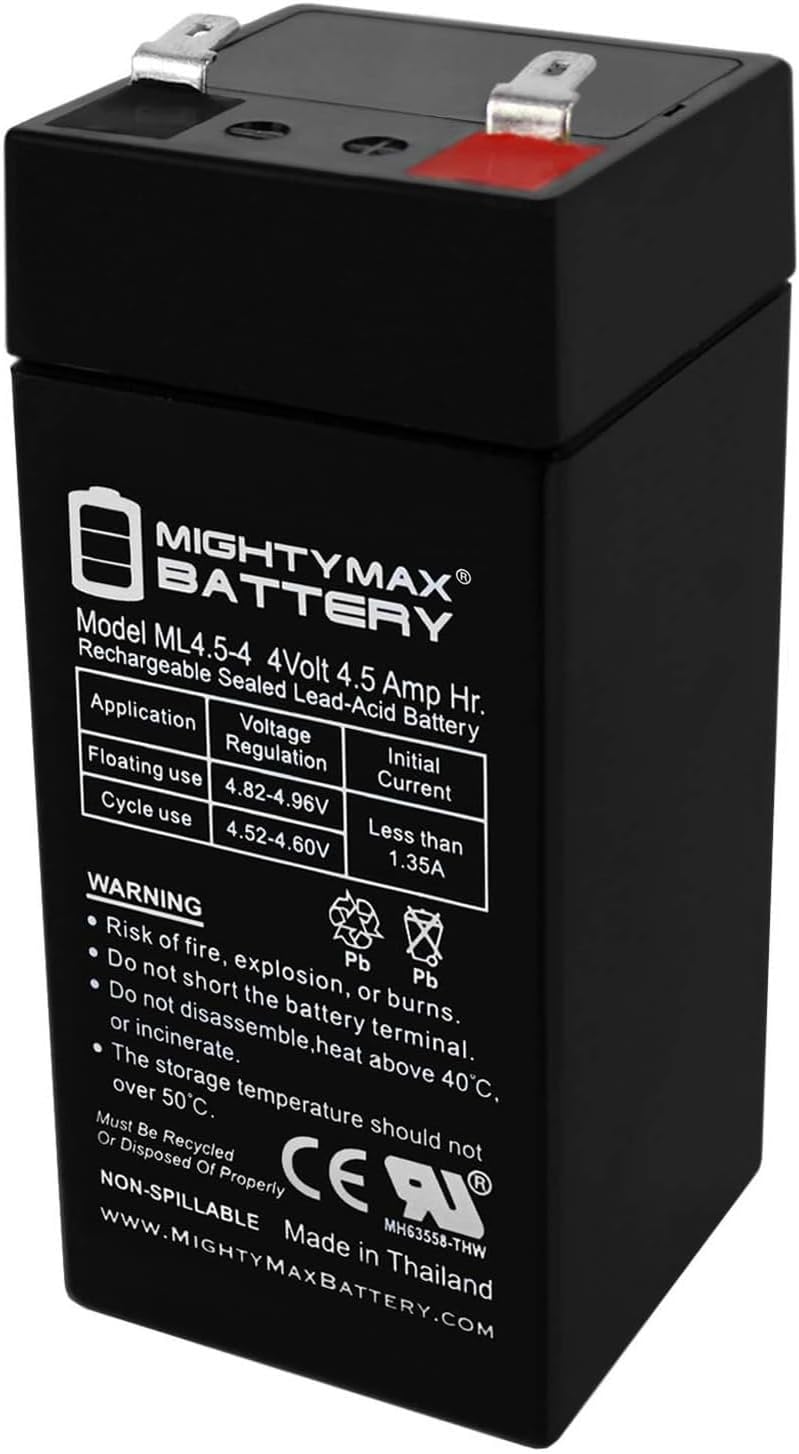 Mighty Max Battery 4 Volt 4.5 Ah SLA Battery for Zareba 2 Mile Fence Solar Charger