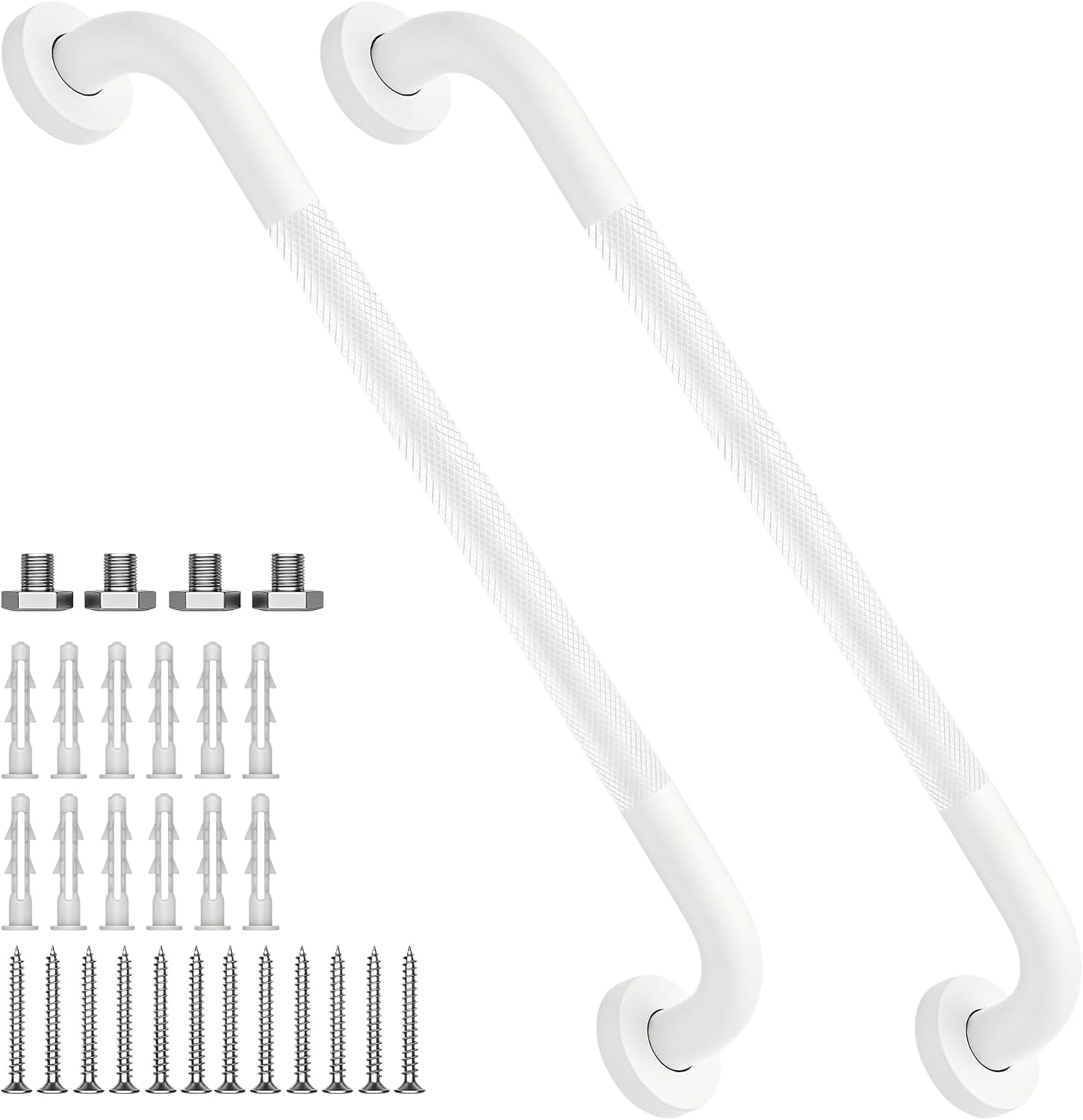 12 Inch Shower Grab Bar 1.25" Dia,Brushed Nickel Anti Slip Bathroom Grab Bar, 304 Stainless Steel Knurled Handicap Grab Bars, Safety Support Handrail,Bath Shower Handle for Elderly Injury Senior