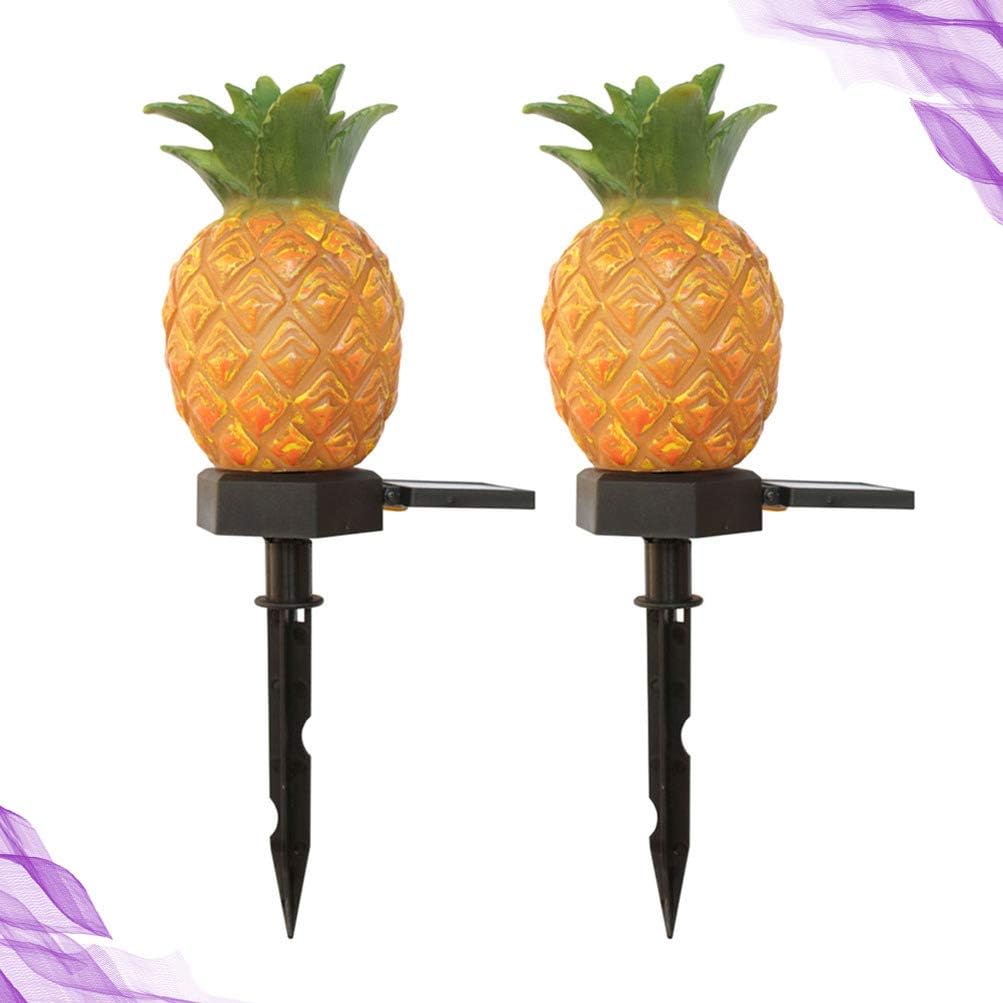 Uonlytech 2-Pack Pineapple Solar Outdoor Landscape Lights Waterproof Solar Garden Lamps for Pathways Yard Patio Party Outdoor Decoration