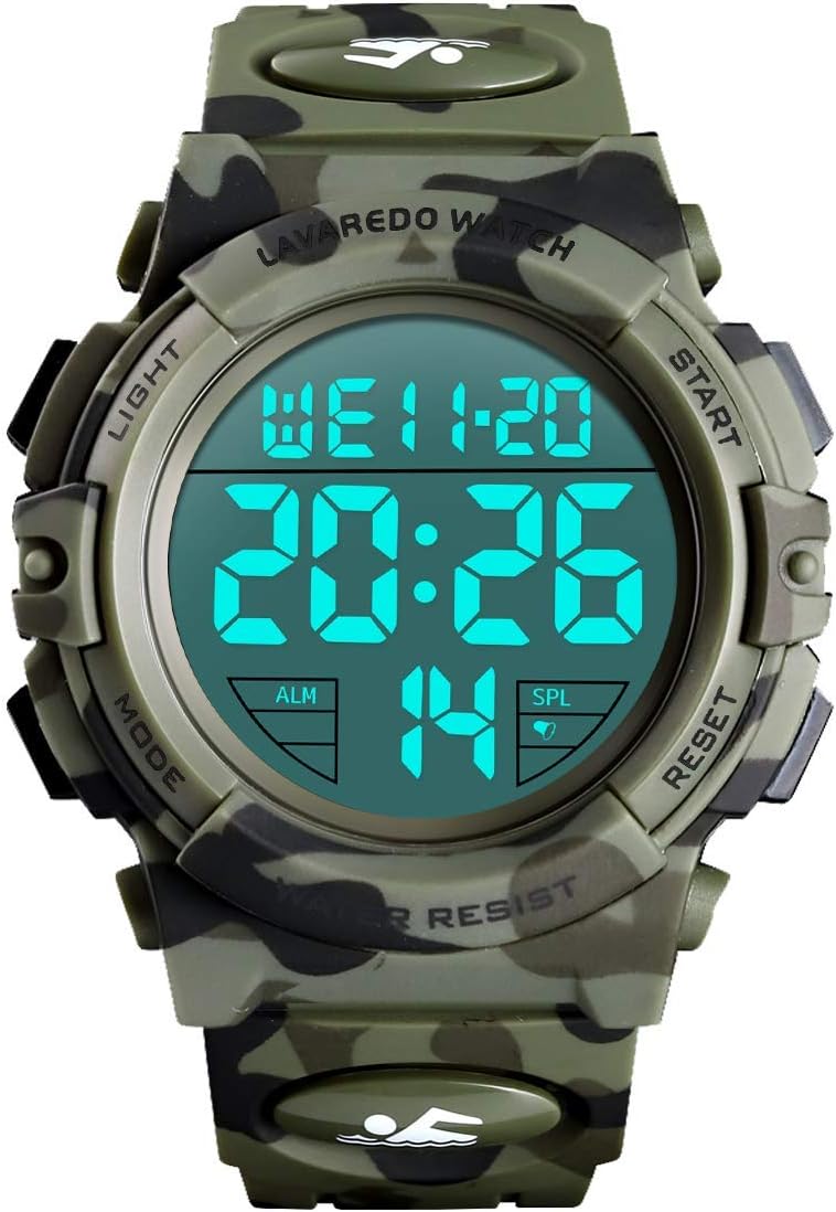 L LAVAREDO Mens Digital Watch Sports Military Watches Waterproof Outdoor Chronograph Wrist Watches for Men with LED Back Ligh/Alarm/Date