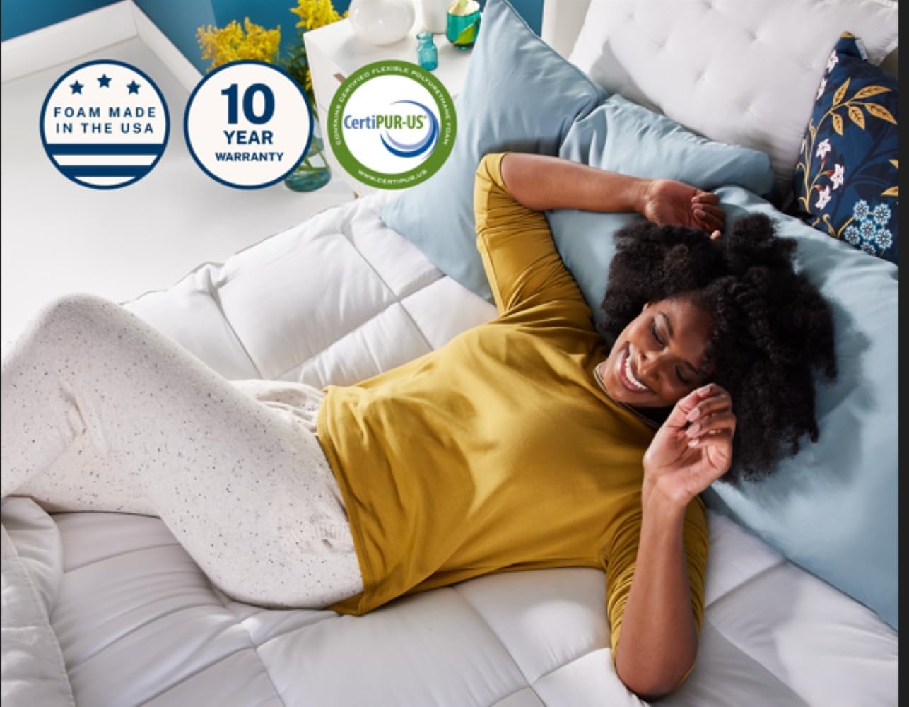 Sleep Innovations Dual Layer 4 Inch Memory Foam Mattress Topper, King Size, Ultra Soft Support