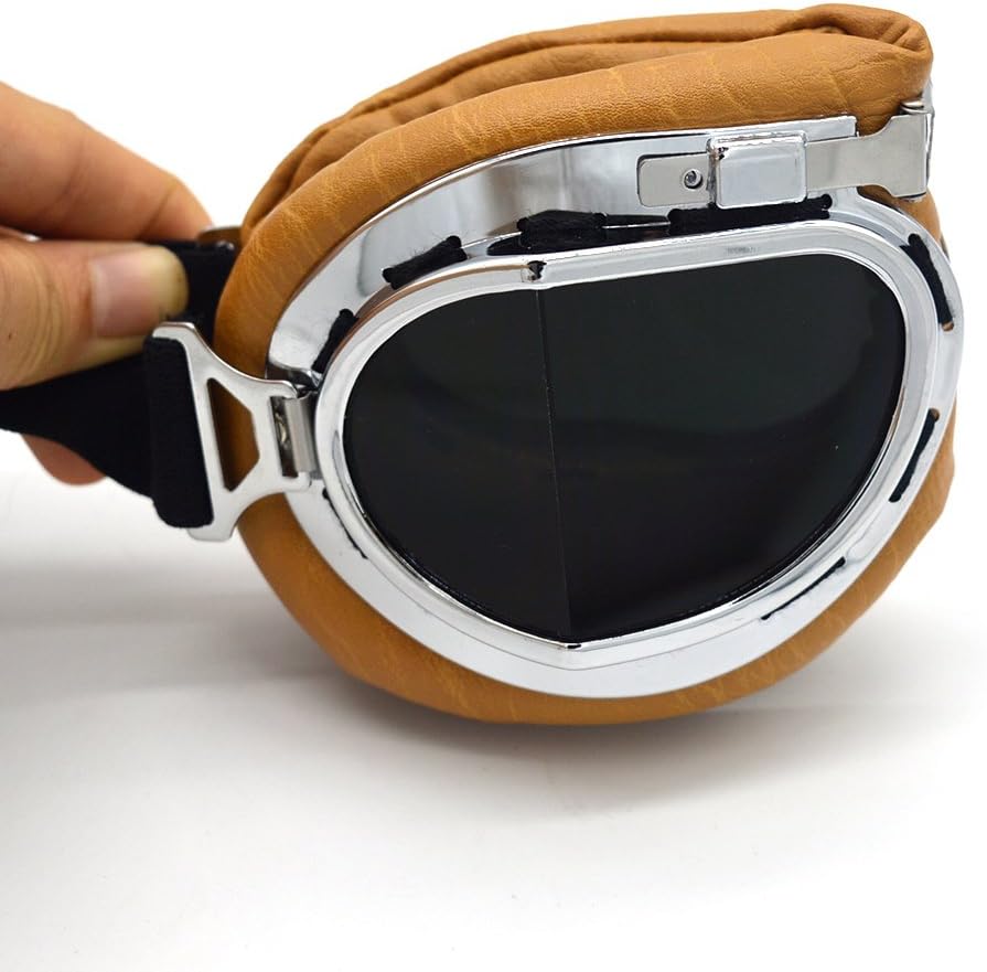 Motorcycle Goggles Anti Fog&Wind&Dust&Sand Aviator Pilot Motocross | Dirt Bike Atv Riding Goggles with Yellow Lens,Fit Over Glasses or Helmet