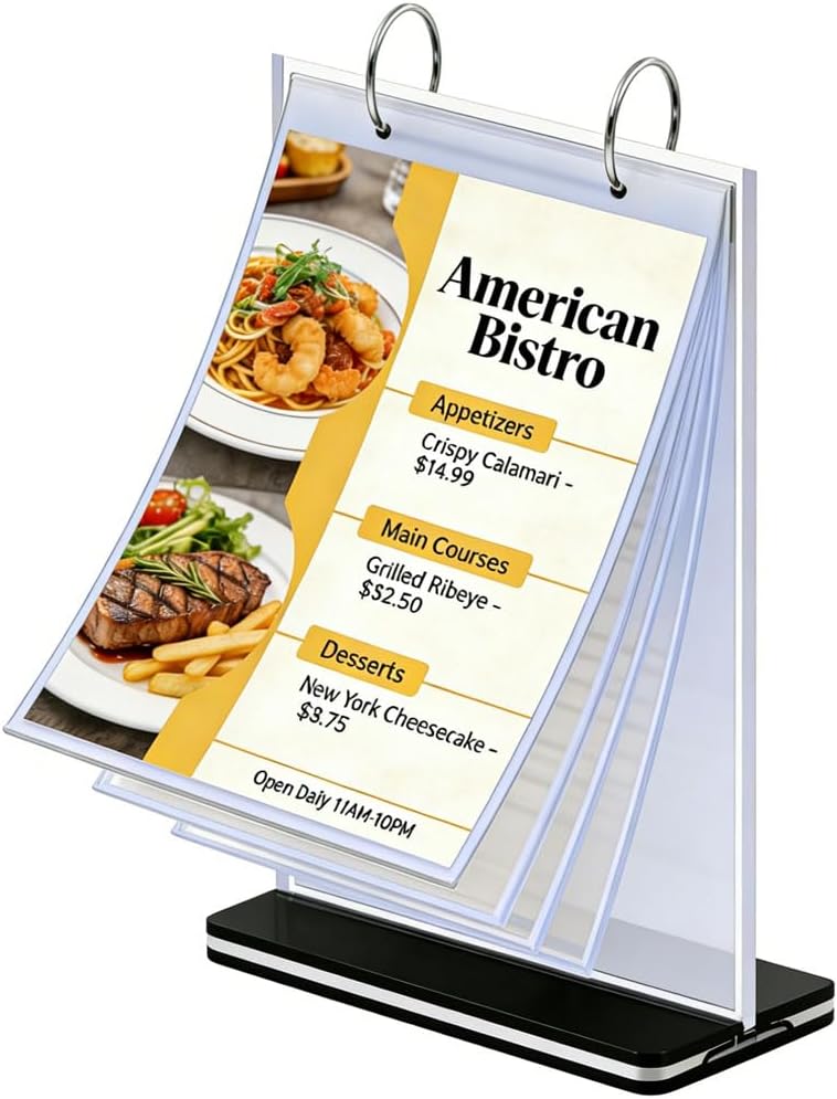 A5 Acrylic Plastic Folder with T-Shaped Stand - Indoor/Outdoor Suction Cup Holder -- For Documents, Photos, Menus & Marketing Racks