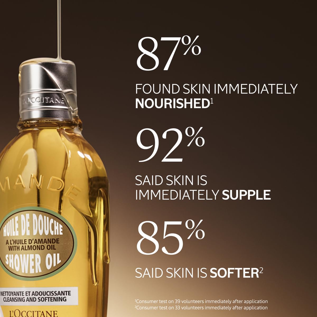 L'OCCITANE Almond Shower Oil, Cleansing Body Wash & Shaving Base, Vegan | Purifies & smooths, non-drying, milky lather, gentle, nourishes, versatile, daily use, self-care essential, luxury skincare