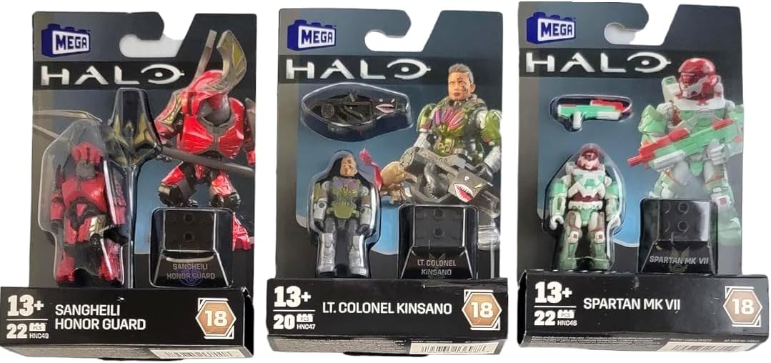 Mega Construx Halo Heroes Series 18 – Complete 5‑Figure Buildable Action Figure Bundle | Sangheili Honor Guard, Atriox