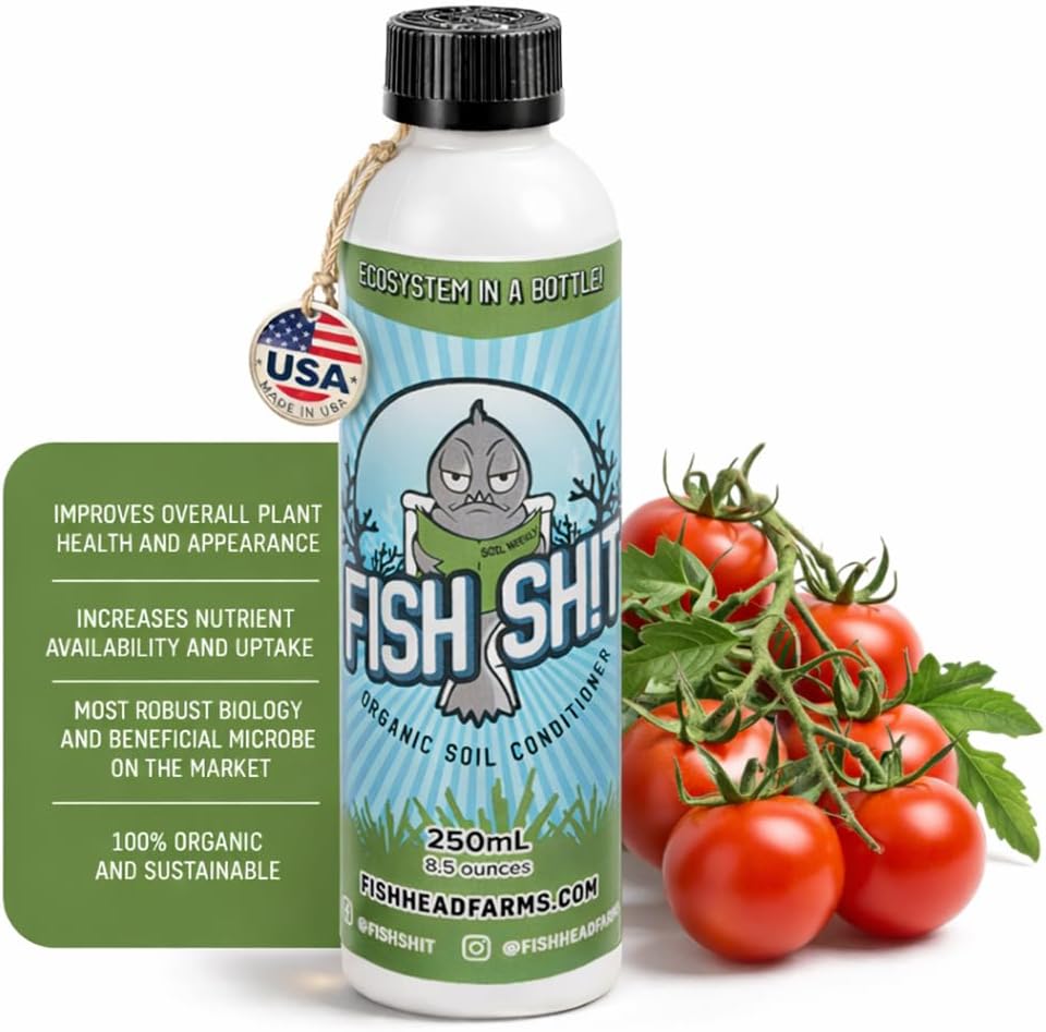 Fish Head Farms Organic Liquid Soil Conditioner, 250 ml, Living Biology for Indoor & Outdoor Plants, Root Growth, Nutrient Uptake & Water Efficiency