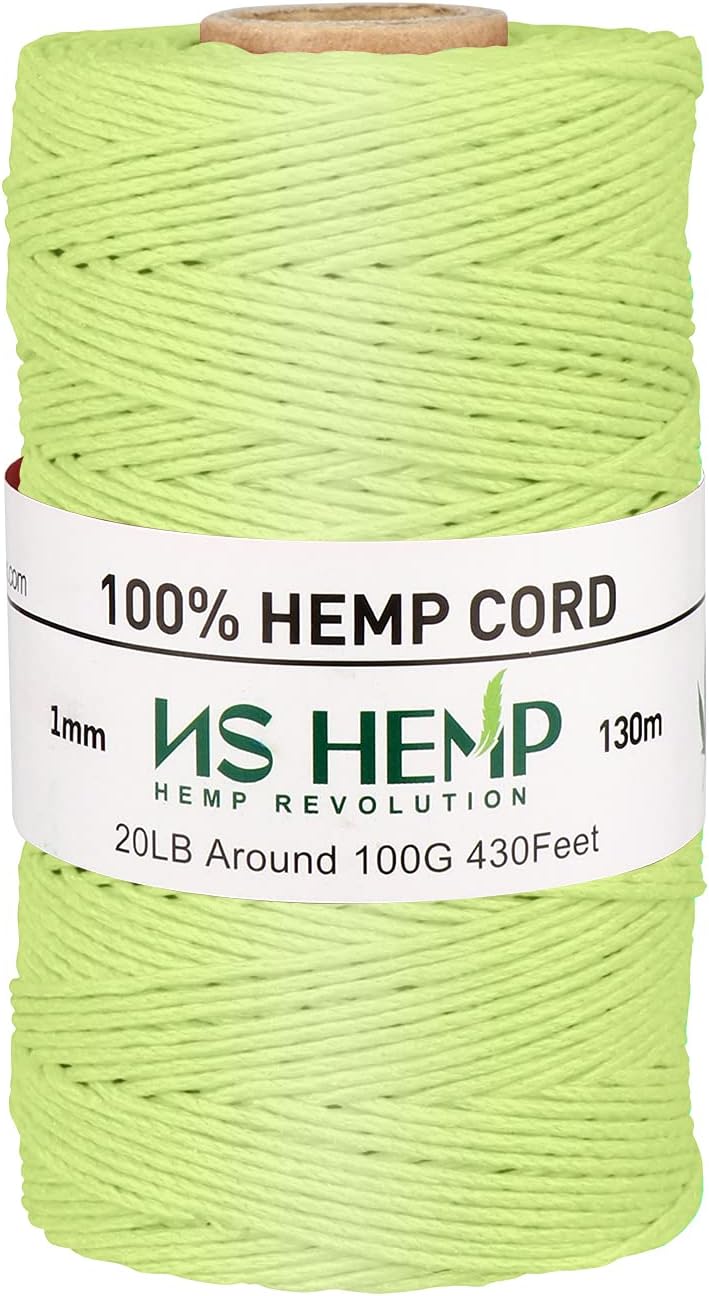 【 NS HEMP 】 Sustainable Hemp Twine Hemp Cord for Jewelry Making, Hemp Cord 1mm 130 Meters (026 RAW)