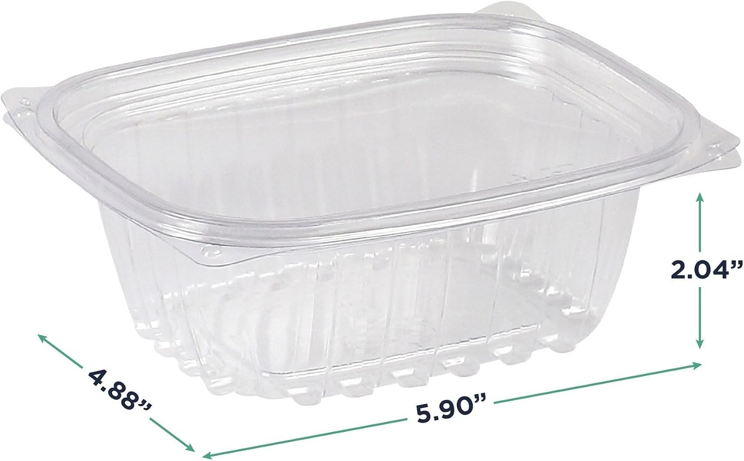 Eco-Products EPRC32 Renewable & Compostable Rectangular Deli Containers - 32oz., 50 Per Pack (Case of 4 Packs), clear