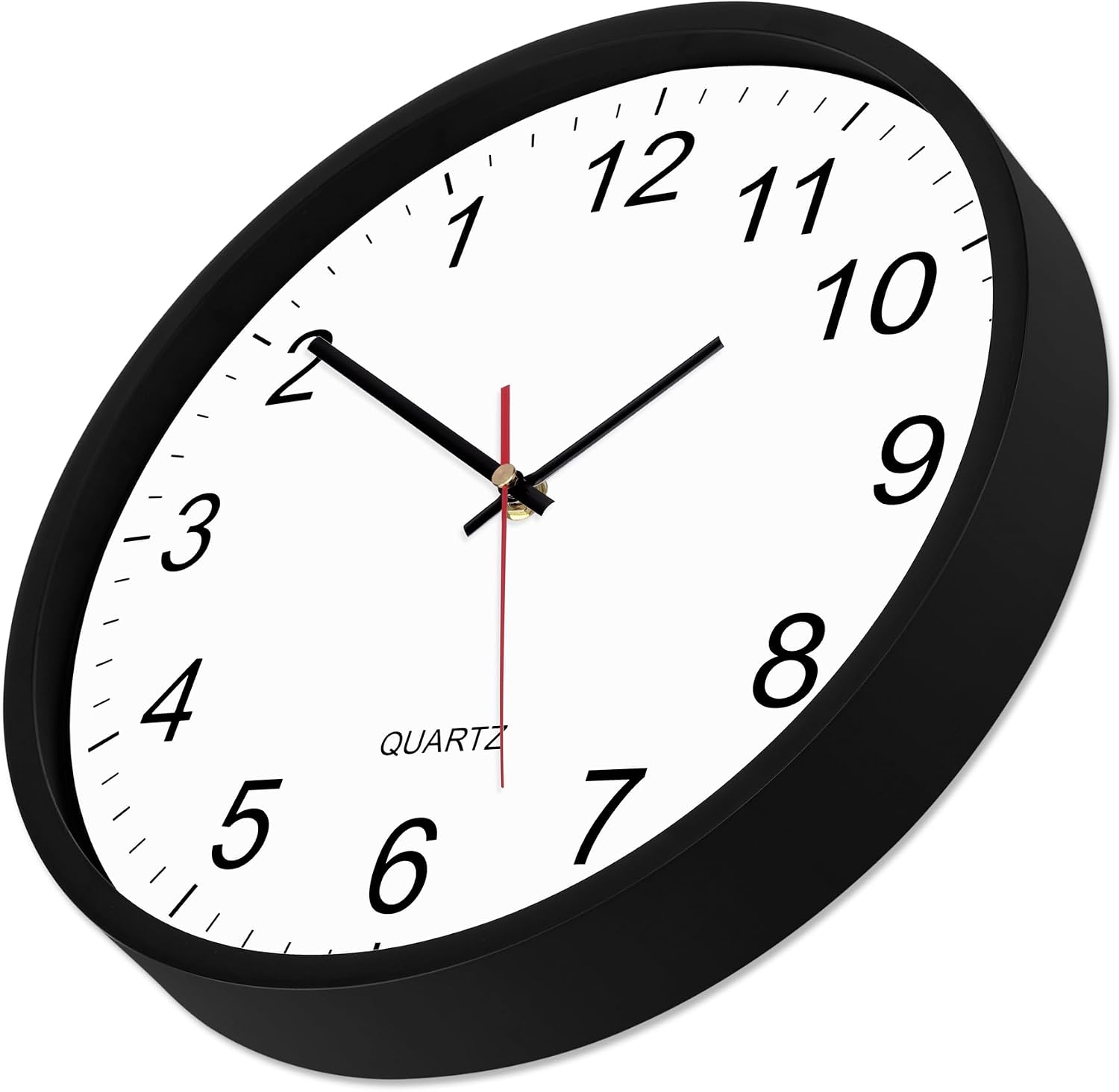 Foxtop 12 Inch Wall Clock Silent Battery Operated Analog Clock, Black