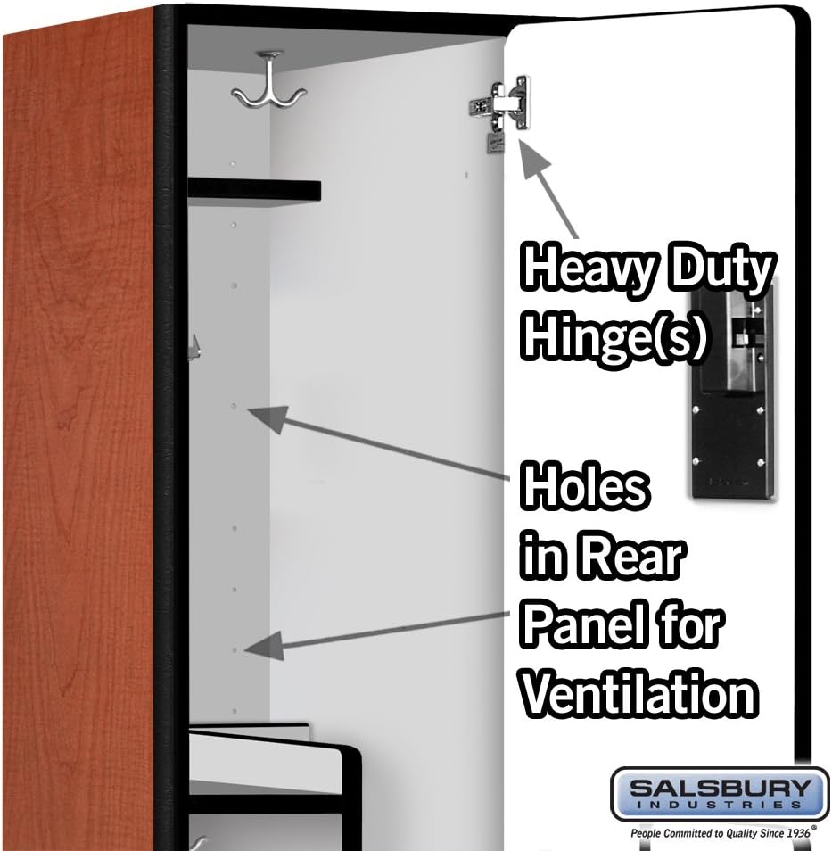 Salsbury Industries 2-Tier S-Style Extra Wide Designer Wood Locker with One Wide Storage Unit, 6-Feet High by 18-Inch Deep, Mahogany