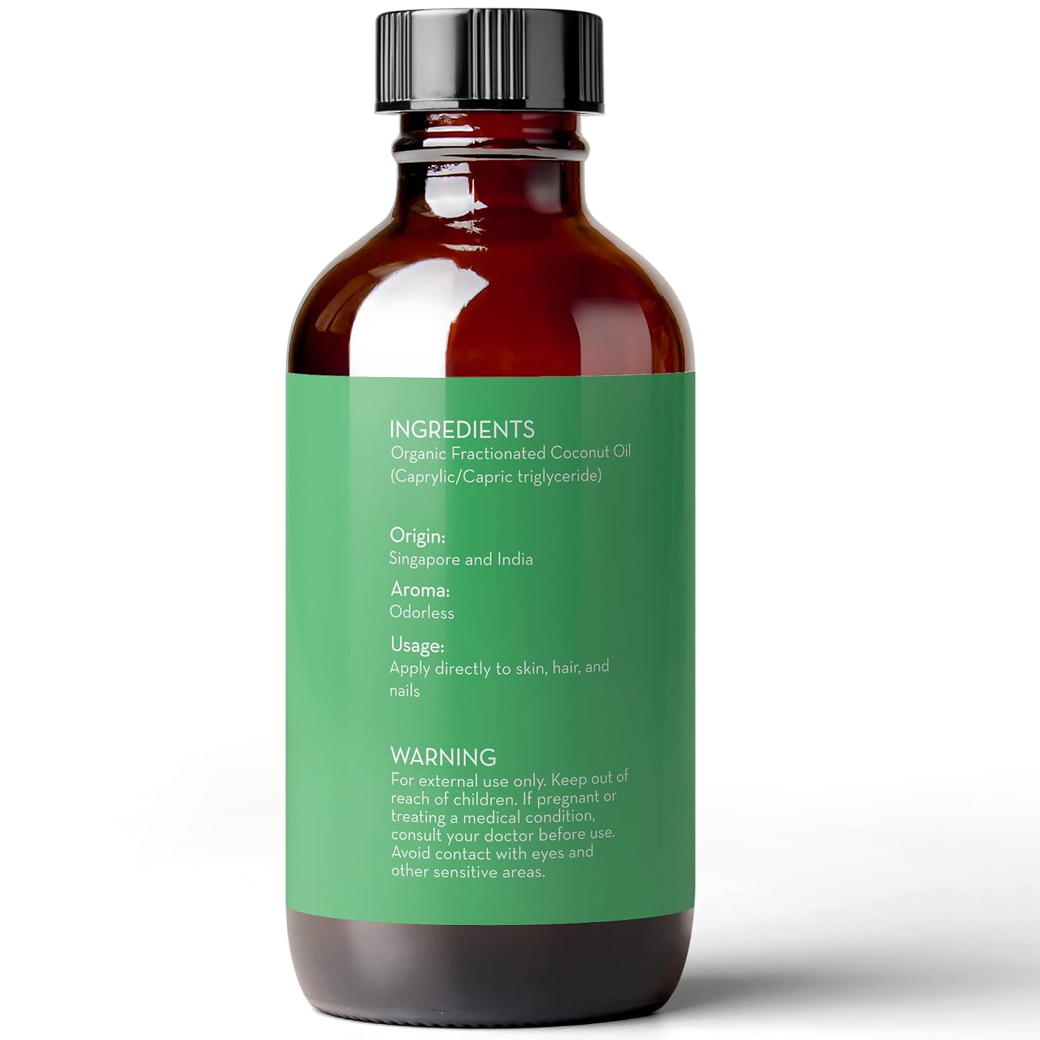 Organic Fractionated Coconut Oil, Carrier Oil with Dropper, 4 fl oz | Palm oil free liquid MCT for diluting essential oils, use on skin, hair, nails