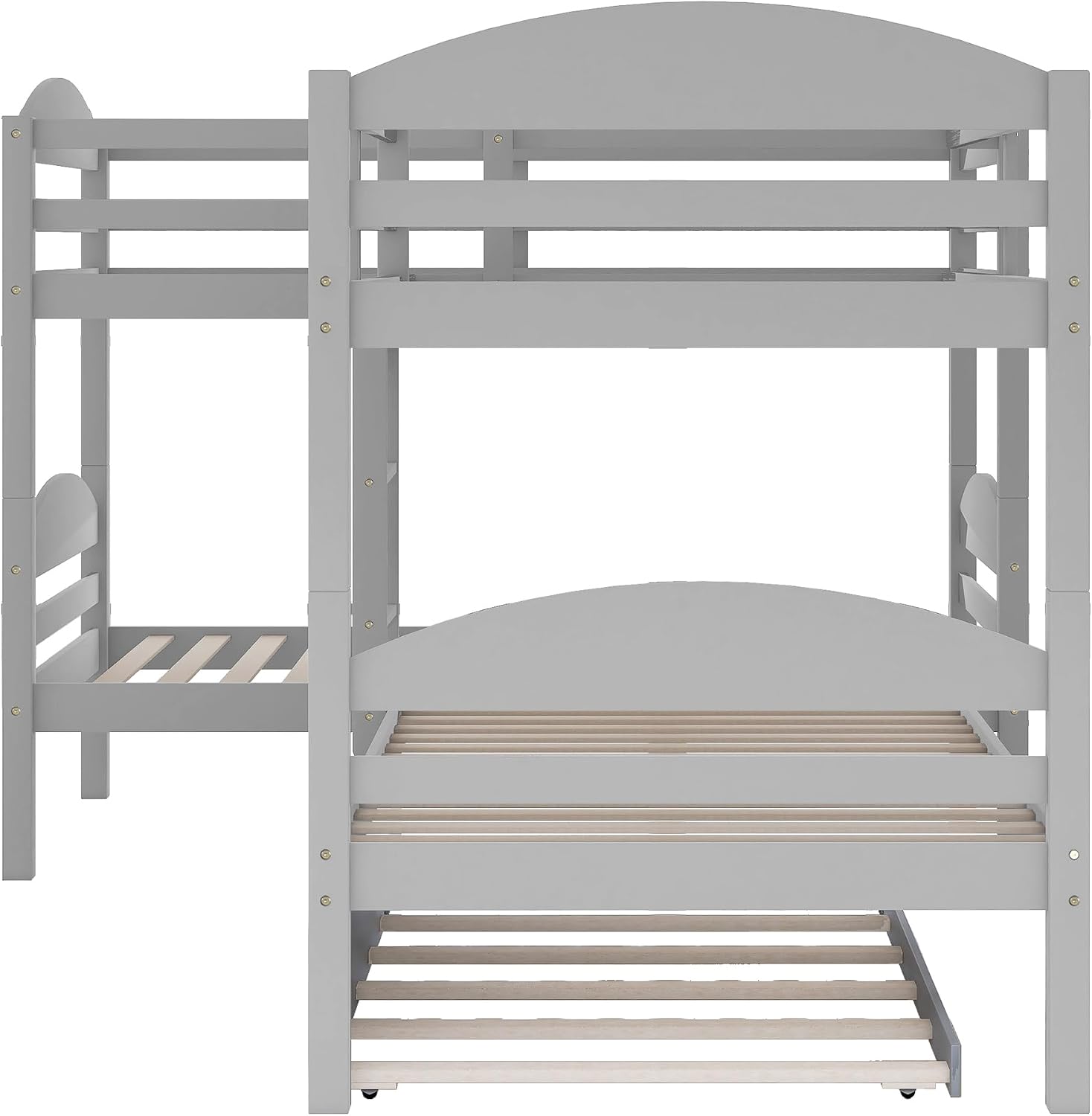 Harper & Bright Designs Twin L-Shaped Bunk Bed with Trundle, Can be Divided into Two L-Shaped Beds, No Spring Box Needed (Grey)