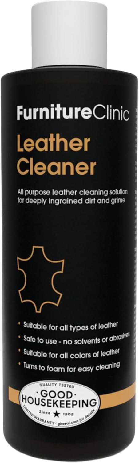 Furniture Clinic Large Leather Care Kit | Leather Cleaner + Conditioning Protection Cream for Furniture | Two 17oz Bottles + 1 Sponge & 1 Cloth | Restore Leather Couches, Car Seats, Jackets, & Boots