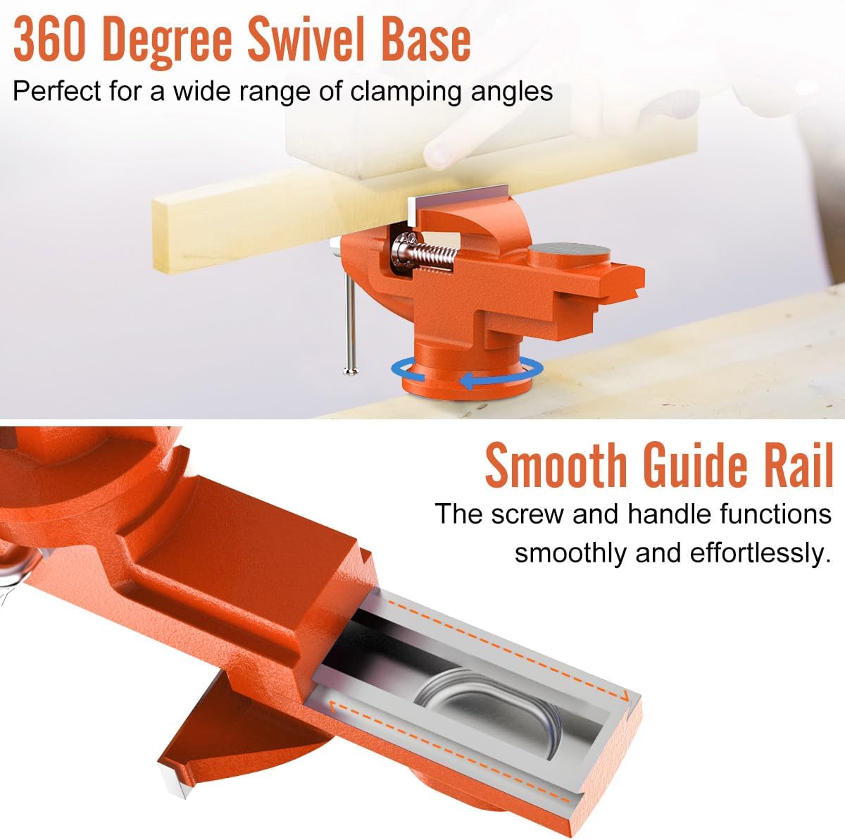Housolution Universal Table Vise 3 Inch, 360°Swivel Base Bench Clamp