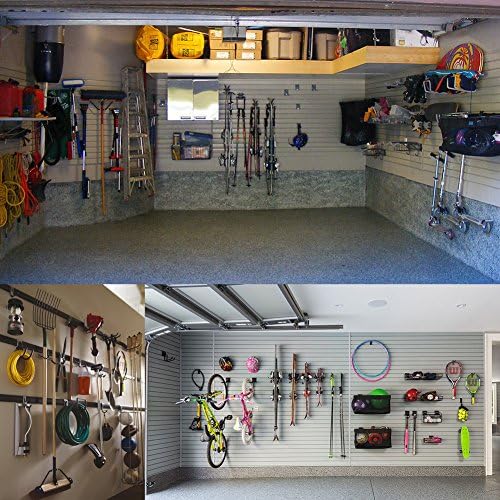 Wall Mount Heavy Duty Double Utility Tools Hooks with Anti-Slip Coating for Garage Storage Organizer Shovels Chair Hose