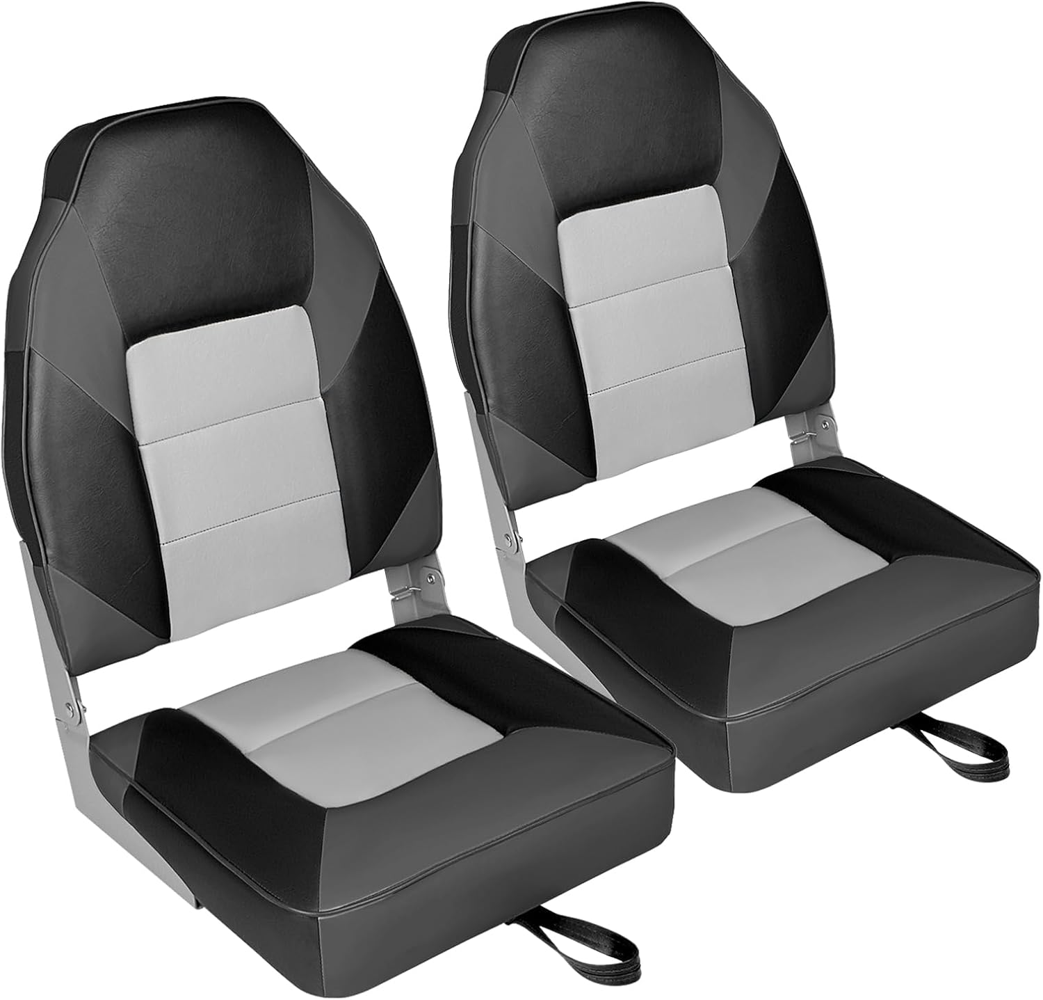 Leader Accessories Low/High Back Folding Fishing Marine Boat Seat 2 Pack