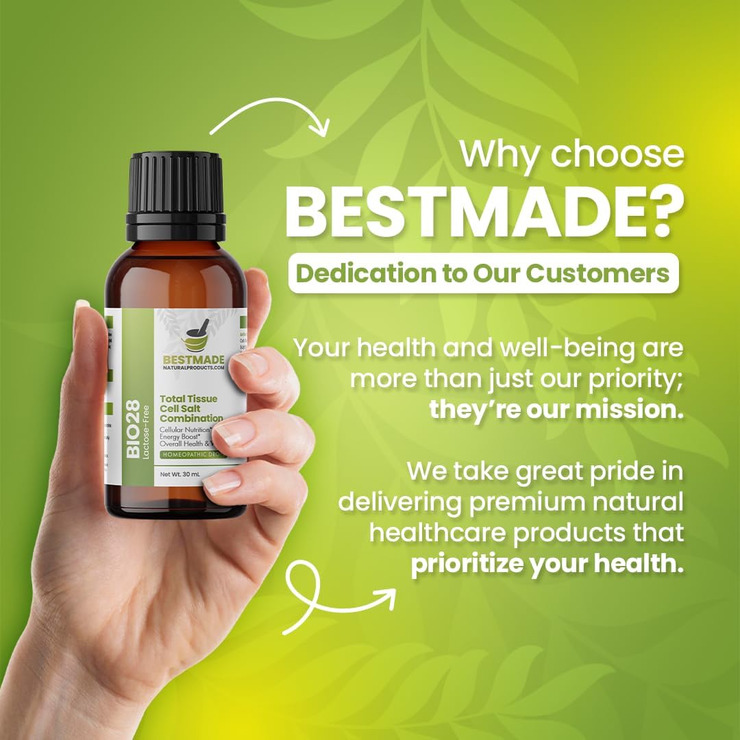 Bestmade Total Tissue Cell Salt Mineral Combination BIO28 - Helps Your Body Absorb and Use Nutrients, Increases Energy Levels, Helps Improve Sleep Patterns, Overall Health and Vitality, 350 Pellets