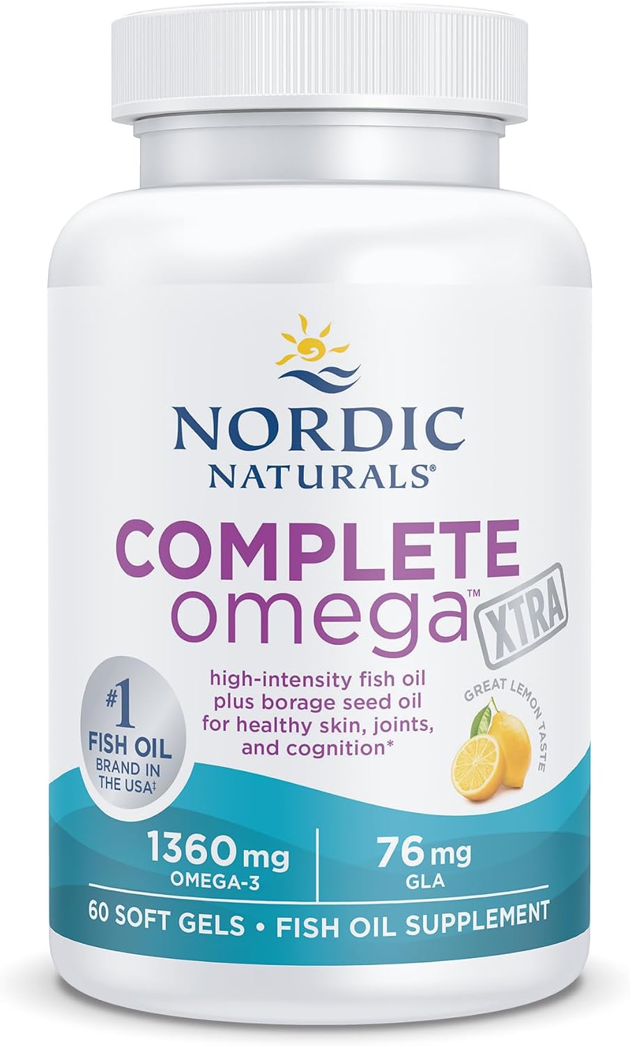 Nordic Naturals Complete Omega Xtra, GLA, Skin & Cognition - 60 Count | 1360 mg omega-3s per serving for brain