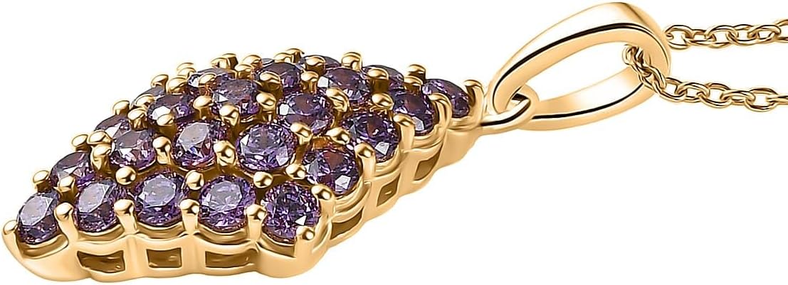 Amethyst Color Cubic ZirconiaPendant Steel Necklace 20"
