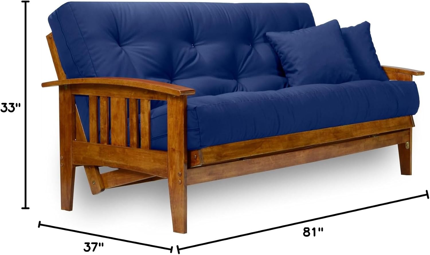 Westfield Futon Set - Queen Size, Frame, 8" Mattress, Twill Ivory Cover