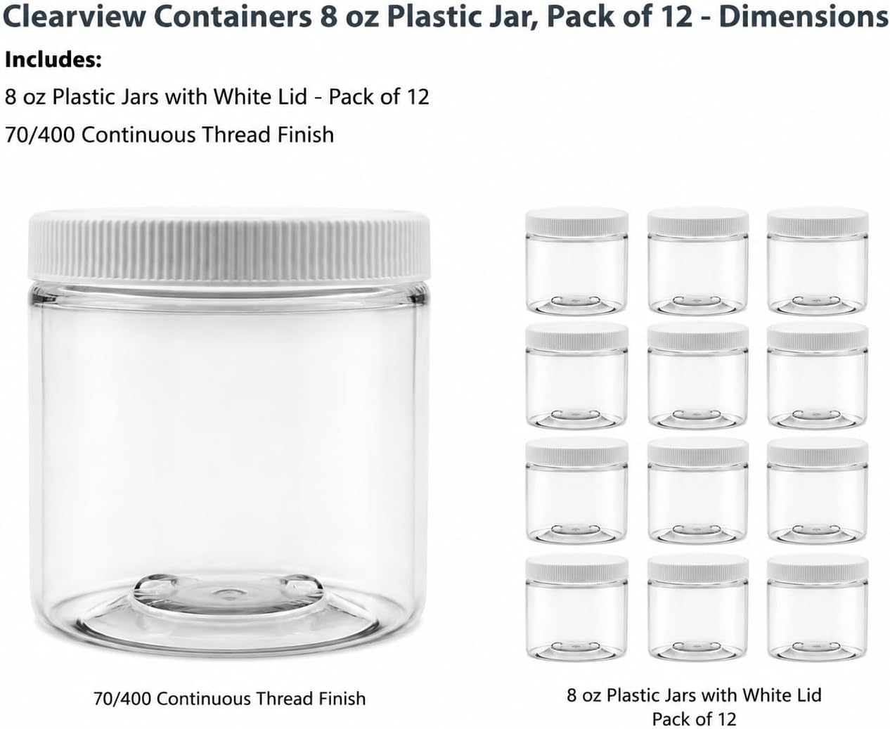 1 Pack - 128 oz (1 Gallon) Plastic Storage Jars with 110-400 Leak Proof Black Lids, Food Grade, BPA Free, Hand Wash Only (128oz, BLK, 1PK)