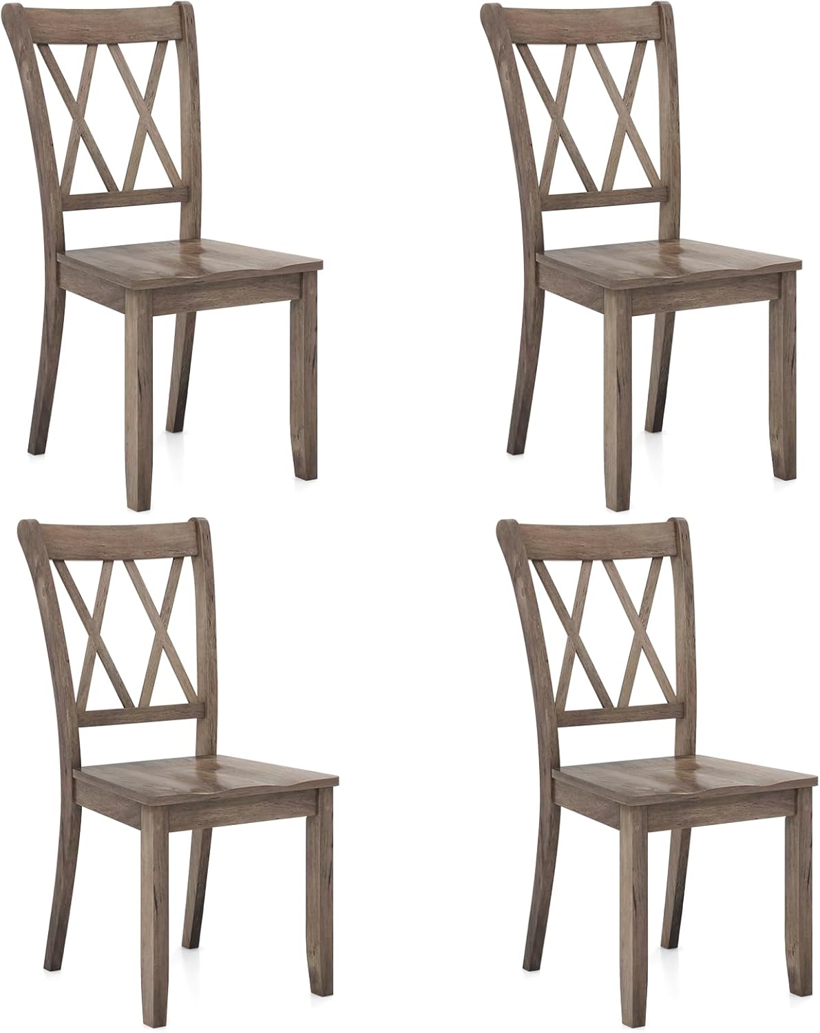 Giantex Set of 2 Dining Chairs, Rubber Wood Dining Room Chair, Farmhouse Dining Side Chairs, Max Load 400 Lbs, Wooden Kitchen Chairs for Home Kitchen