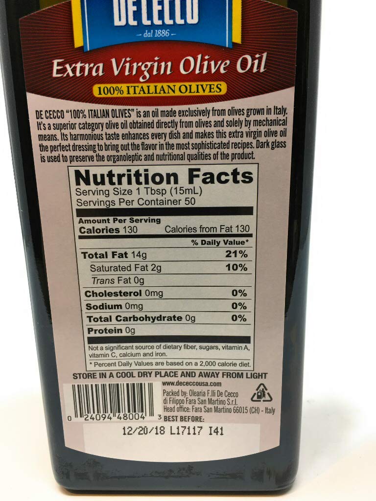 De Cecco Extra Virgin Olive Oil, Classico, Cold Extraction, Great for Cooking & Smooth Taste, 16.9 Fl Oz