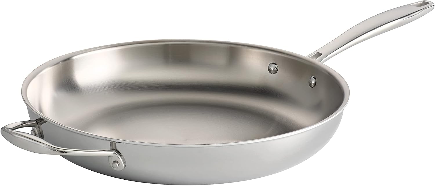 Tramontina Signature Tri-Ply Clad Stainless Steel 12-Inch Large Frying Pan | Induction-Ready Skillet, Dishwasher-Safe, NSF-Certified