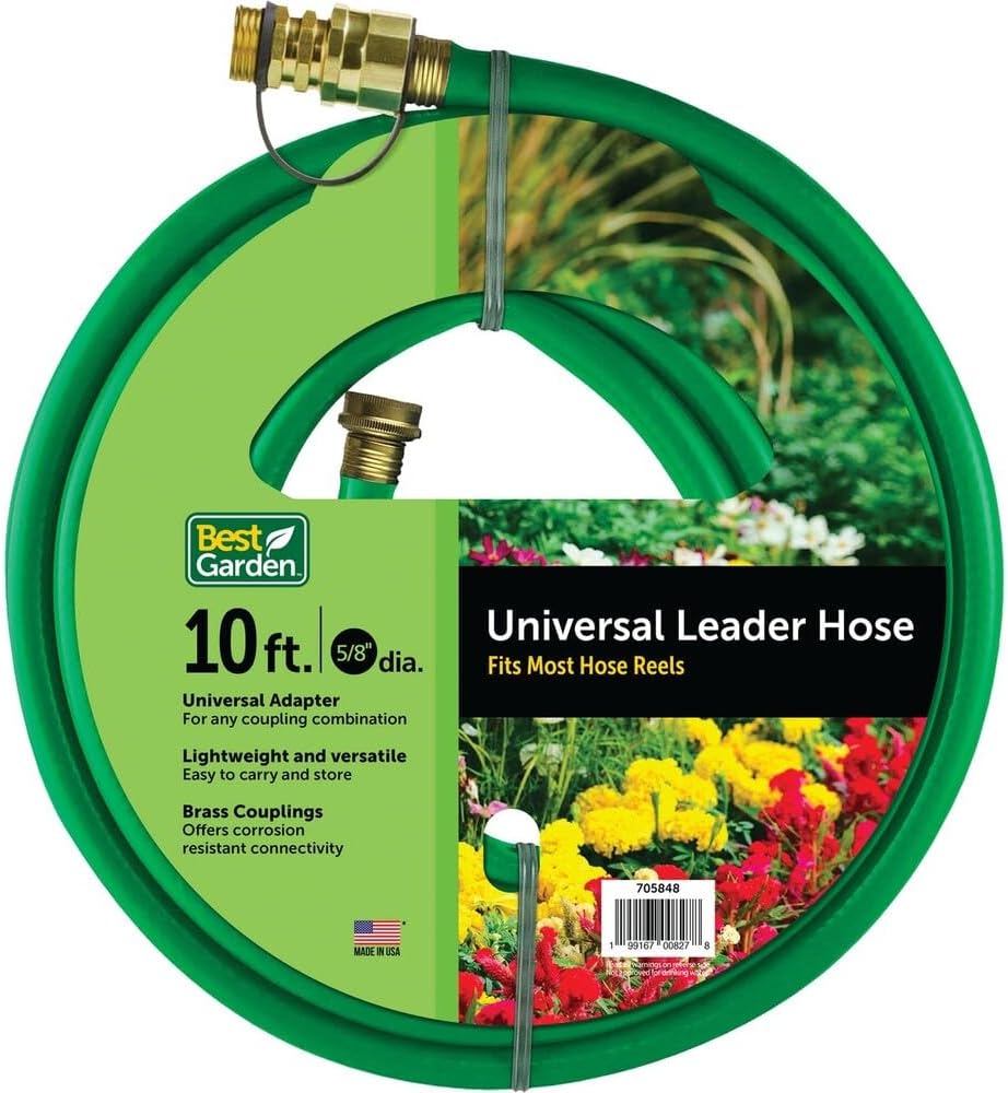 1/2 in ID x 10 ft L Garden Hose, PVC Tube, Green, Aluminum x Aluminum Fitting - 1 Each