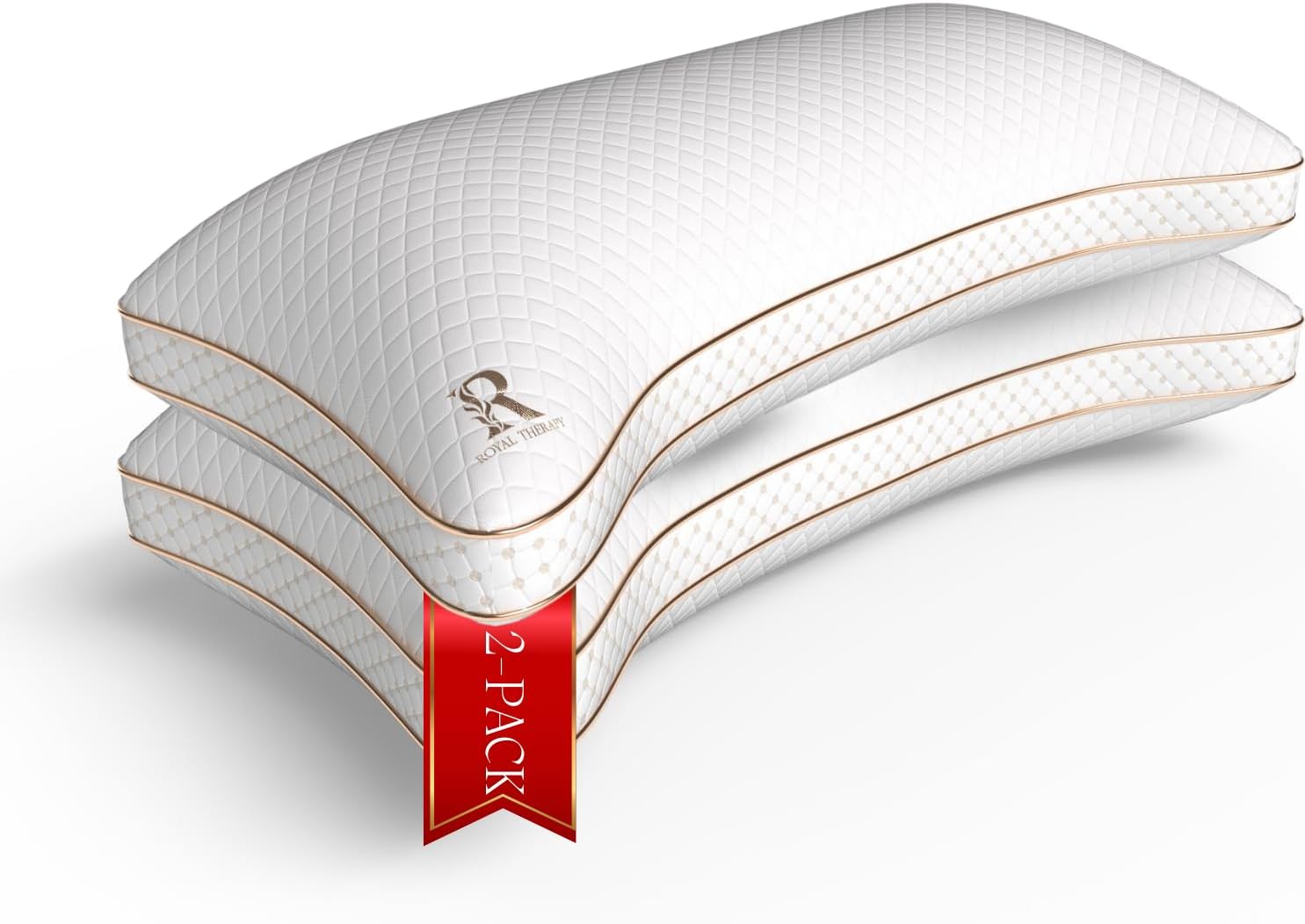 Royal Therapy Queen Size Set of 2-Shredded Memory Foam Pillow–Adjustable Memory Foam Pillow for Sleeping, Firm Pillow for Neck & Shoulder Support