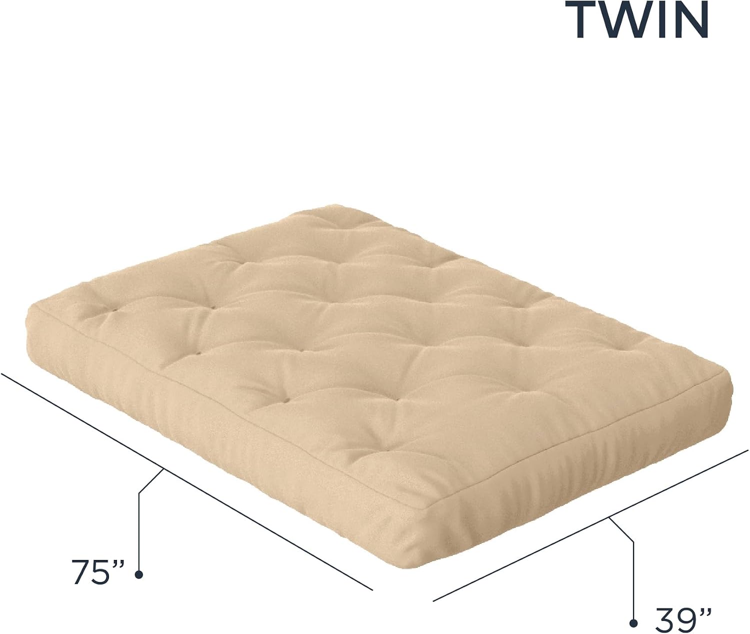 Royal Sleep Products by The Futon Factory 8 inch Memory Foam Futon Mattress - Khaki Cover - Queen Size - CertiPUR Certified Foams - Made in The USA (Frame Not Included)