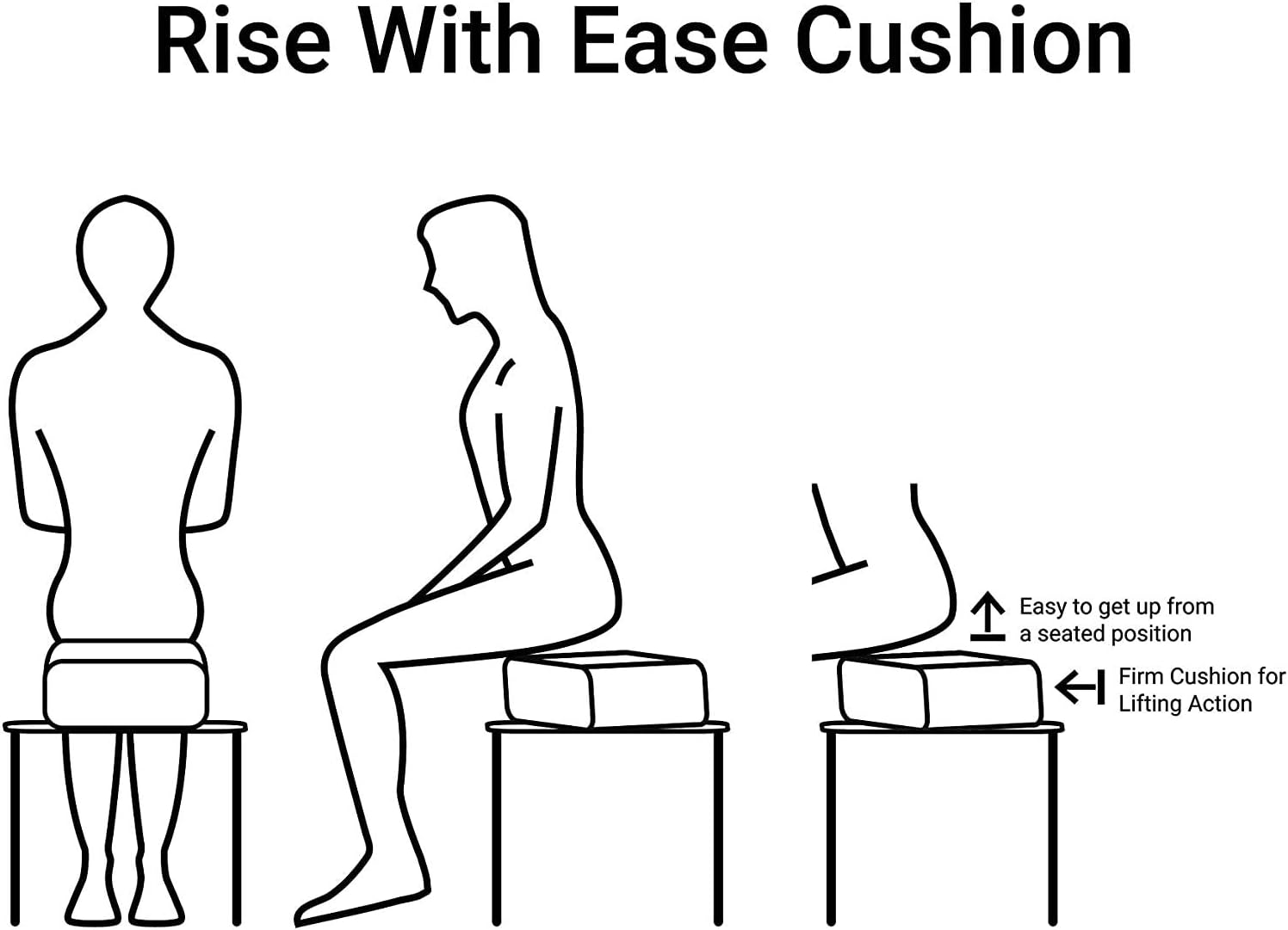 Comfort Finds Rise with Ease Seat Cushion - Thick Firm Chair Cushion Booster - Extra Thick Foam Pad for Home, Patio
