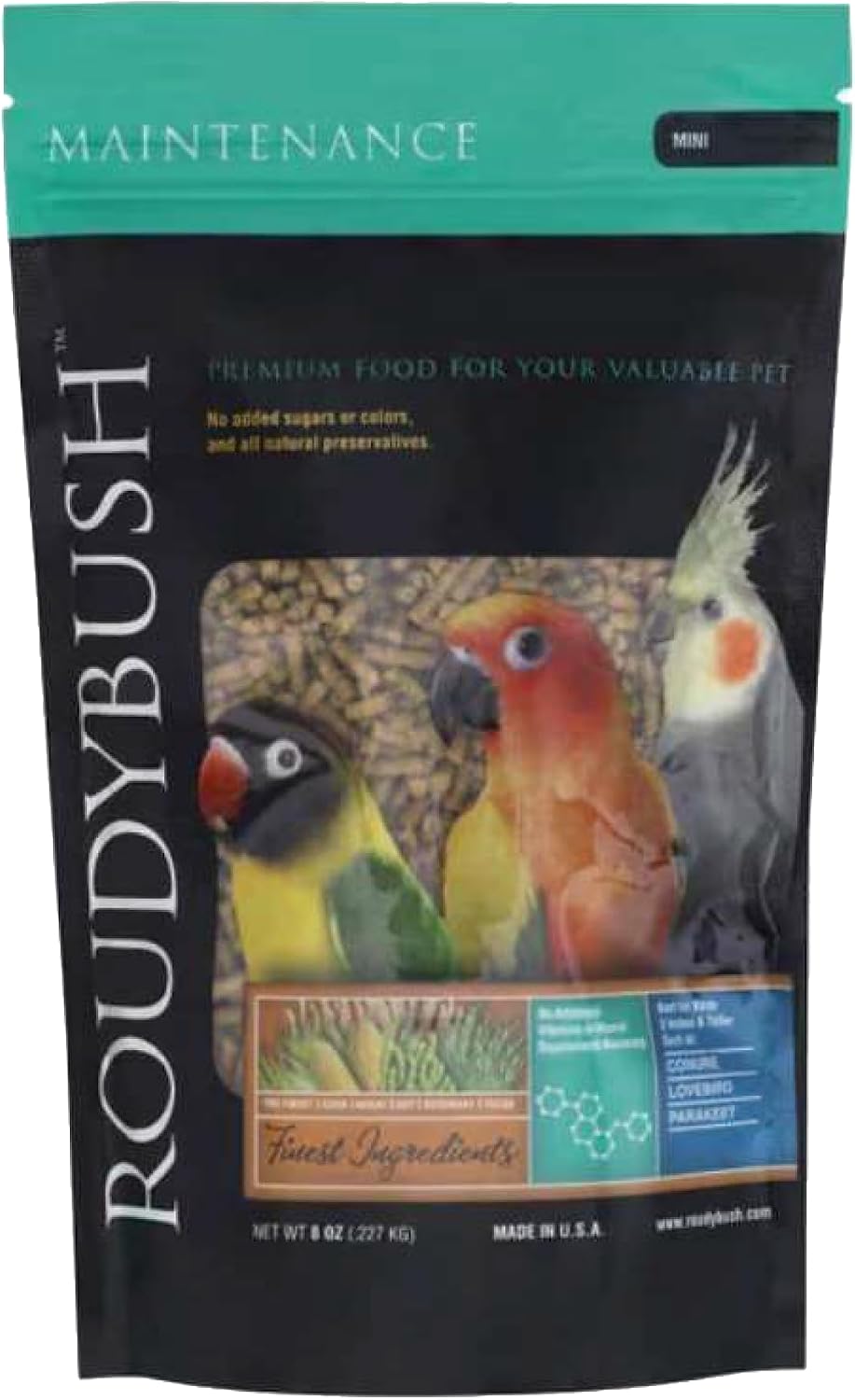 RoudyBush Daily Maintenance Food for Birds - Scientifically Formulated Bird Feed - Bird Food Pellets w/Corn, Wheat, Soy & More - Nutritious & Healthy Feed for Birds (Mini, 44oz)