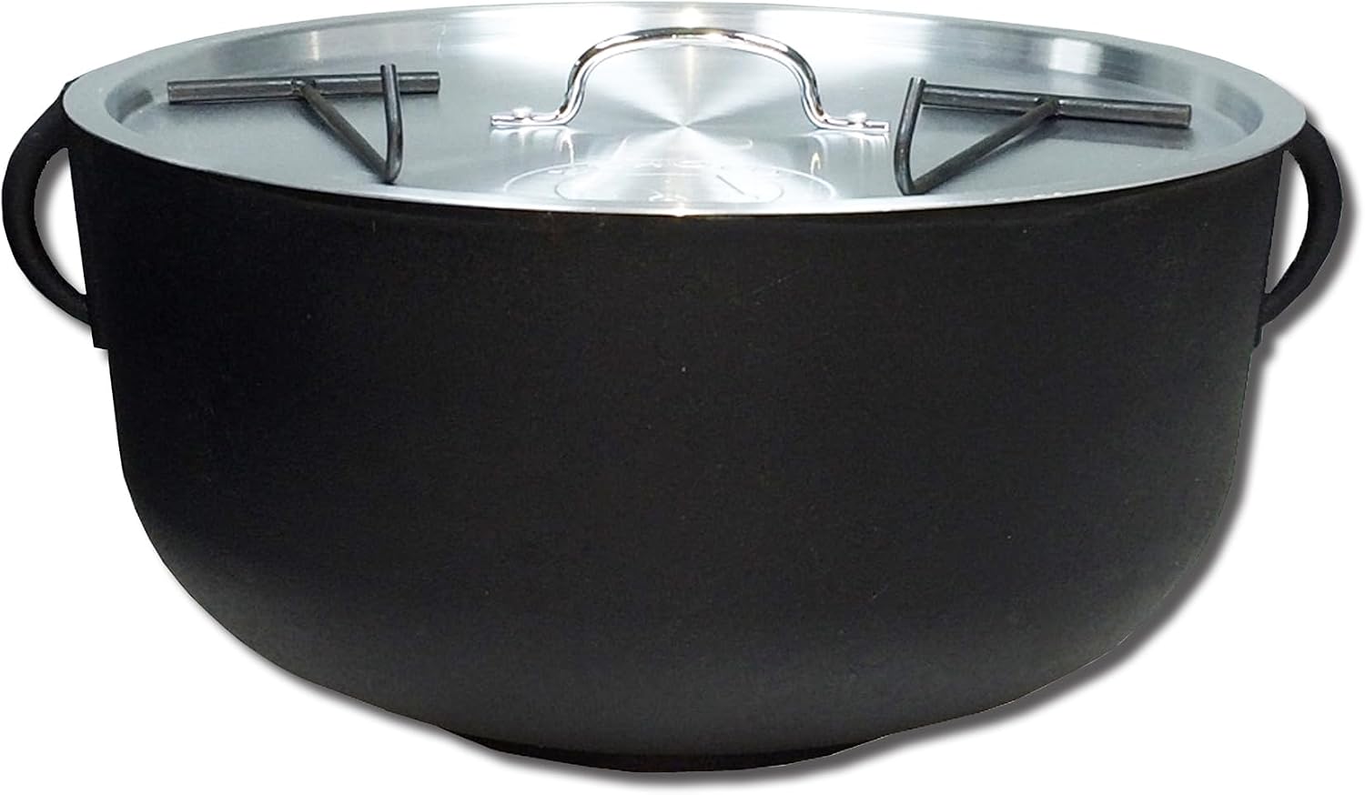 4 Gallon Cast Iron Pot with Flat Bottom, Aluminum Lid