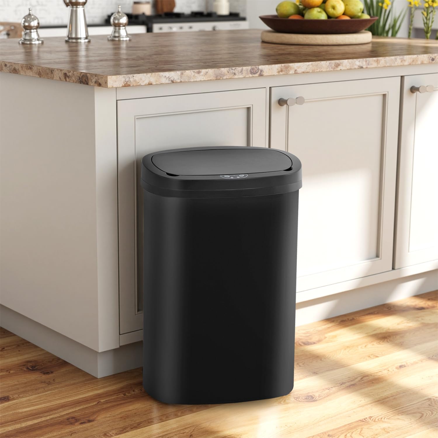 BestOffice | 13 Gallon Stainless Steel Trash Can with Lid | Steel | Automatic Touchless Garbage Can | Odor Control | Modern Oval Design | Easy to Clean | For Kitchen, Bathroom, Office or Home