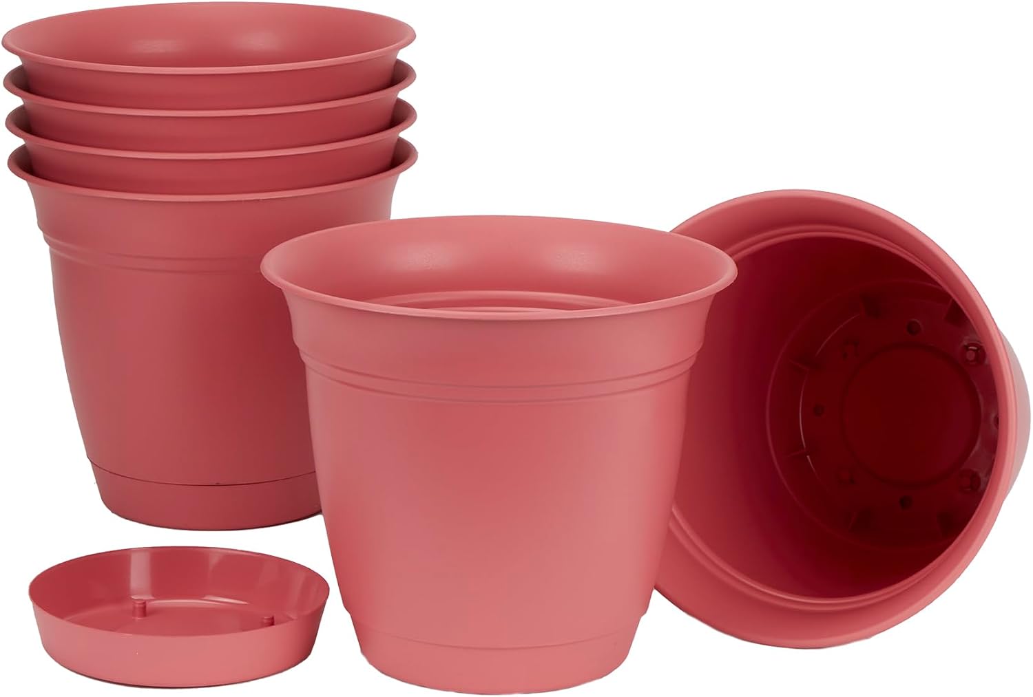 The HC Companies Eclipse Round Planter with Saucer - Outdoor & Indoor Plant Pot with Drainage Holes - Lightweight