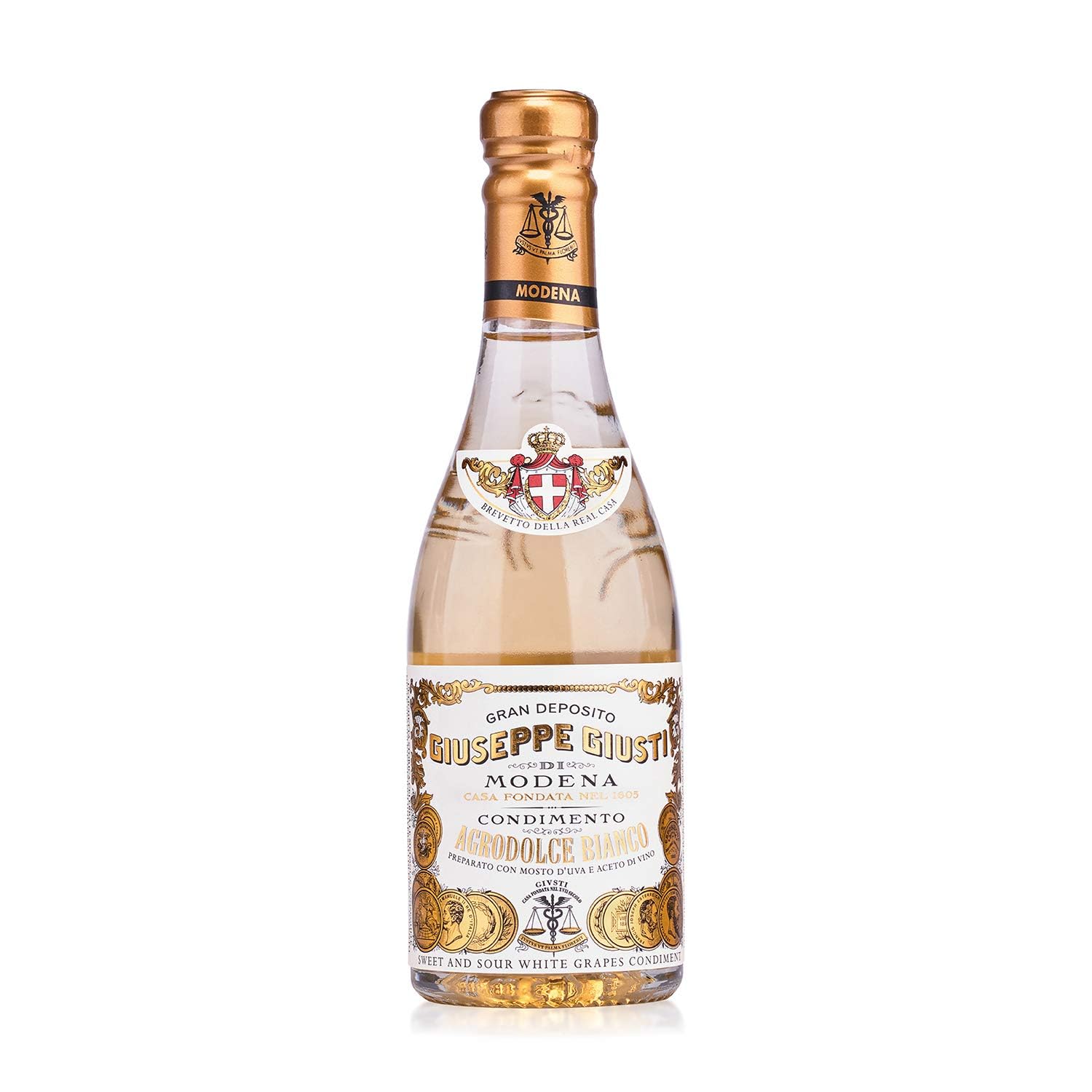 Giusti White Vinegar Dressing – White Condiment for Cooking and Finishing Dishes such as Salads, Vegetables, or Fish, Made in Italy with Balsamic Vinegar of Modena – 8.45 fl oz (250 ml) - Pack of 1