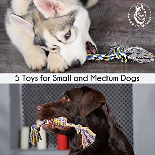 Pets&Goods Dog Rope Chew Toys – 5-Pack Durable Cotton Tug Toys for Puppies & Small/Medium Dogs – Dental Cleaning, Teething Relief