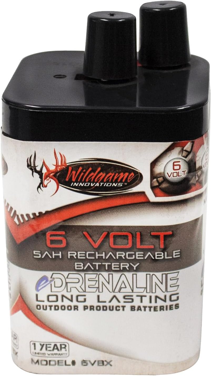 WILDGAME INNOVATIONS eDRENALINE 6V Spring Style Rechargeable Battery Outdoor Long-Lasting Powerful 6-Volt 5Ah Spring Top Battery