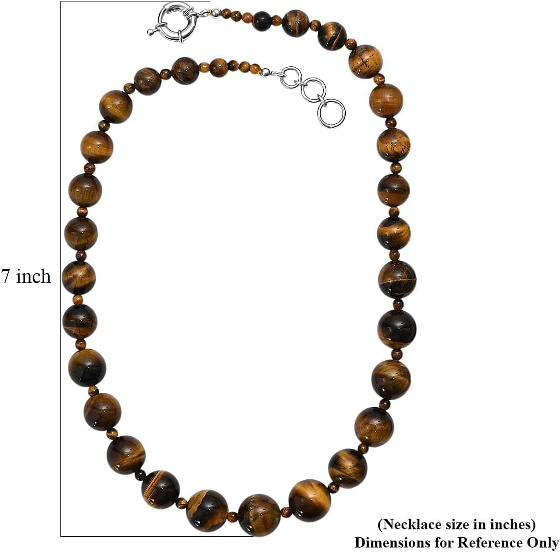 Tigers Eye 470.00 ctw Beaded Necklace in Platinum Plated 20 Inches
