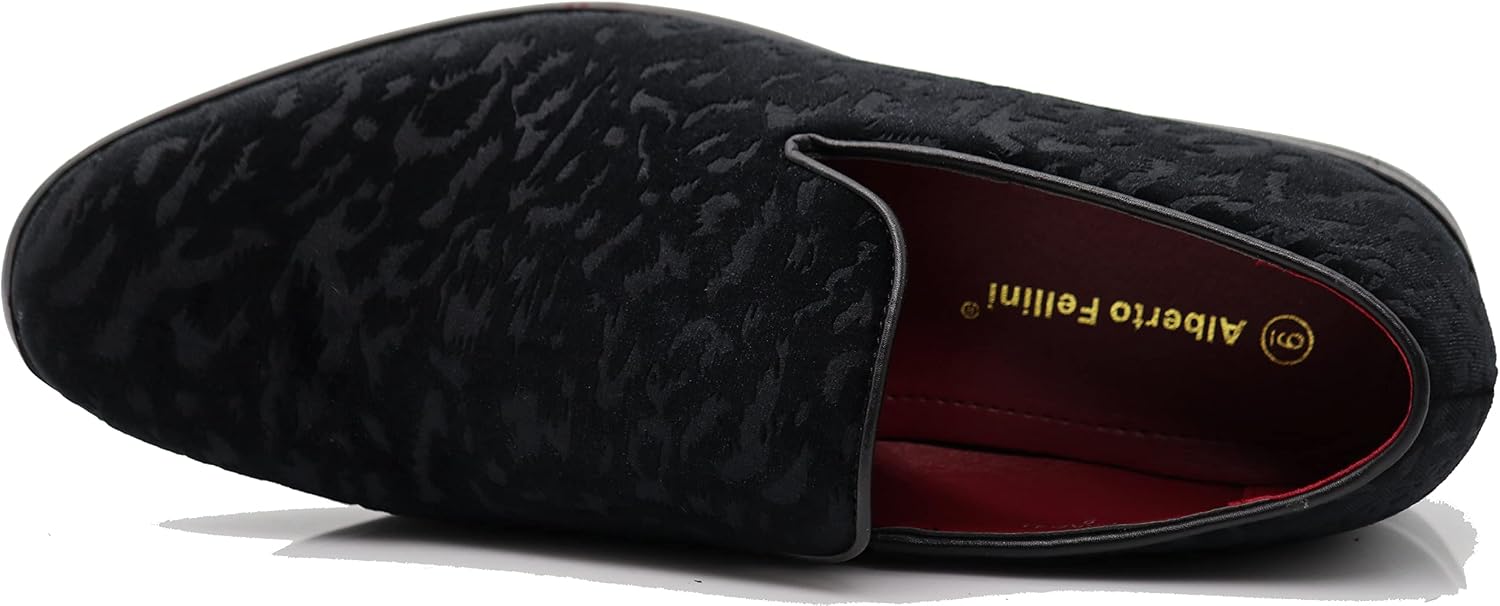 SPK35 Men's Vintage Velvet Flower Designer Dress Loafers Slip On Shoes Classic Tuxedo Dress Shoes