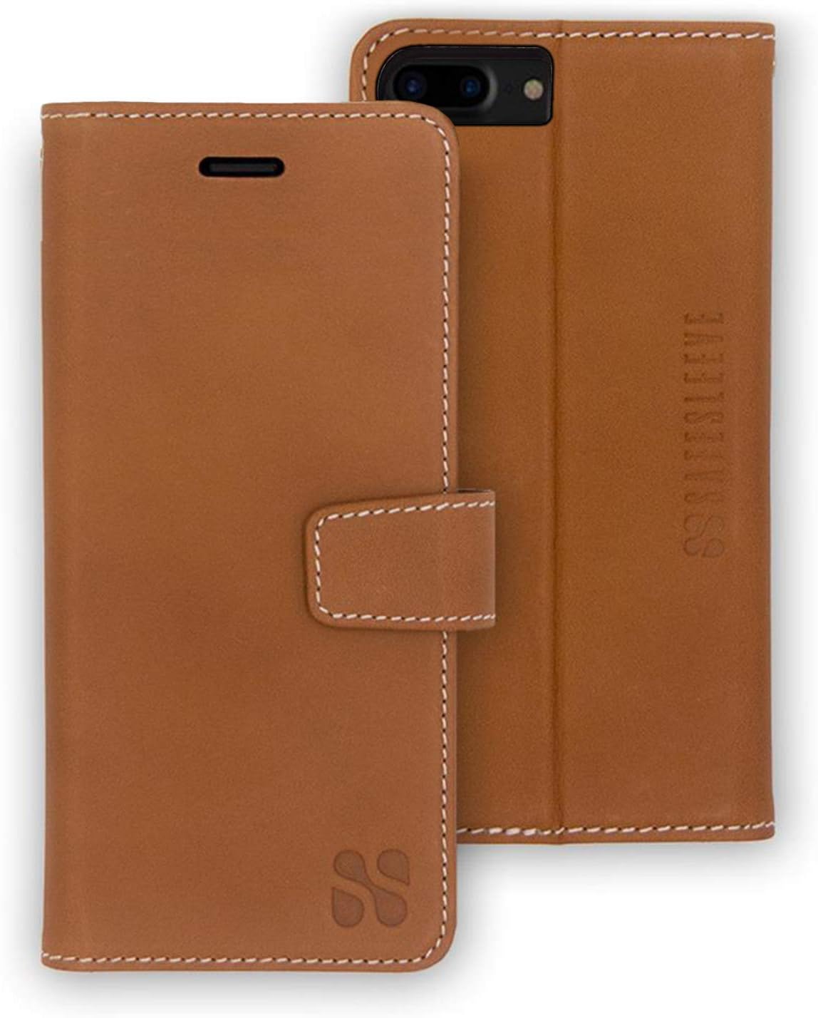 SafeSleeve EMF Blocking Wallet Case for iPhone 6/7/8, Black | EMF Blocker, Card Data Protection, Magnetic Closure, Leather Folio Protection for Daily Use