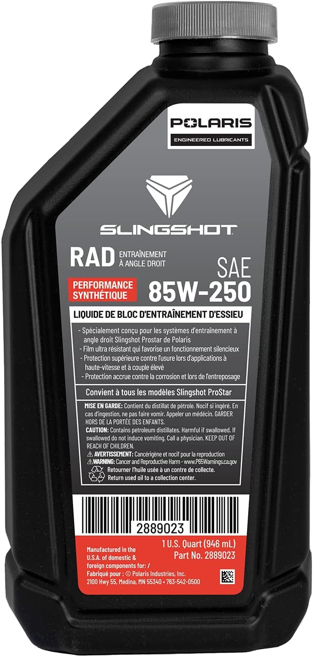 Polaris Slingshot Drive Fluid Transaxle RAD Right Angle SAE 85W-250, Fits All 2015-2020 R, S, SL, SLR, GT, SL LE, SLR LE, GT LE ProStar Models