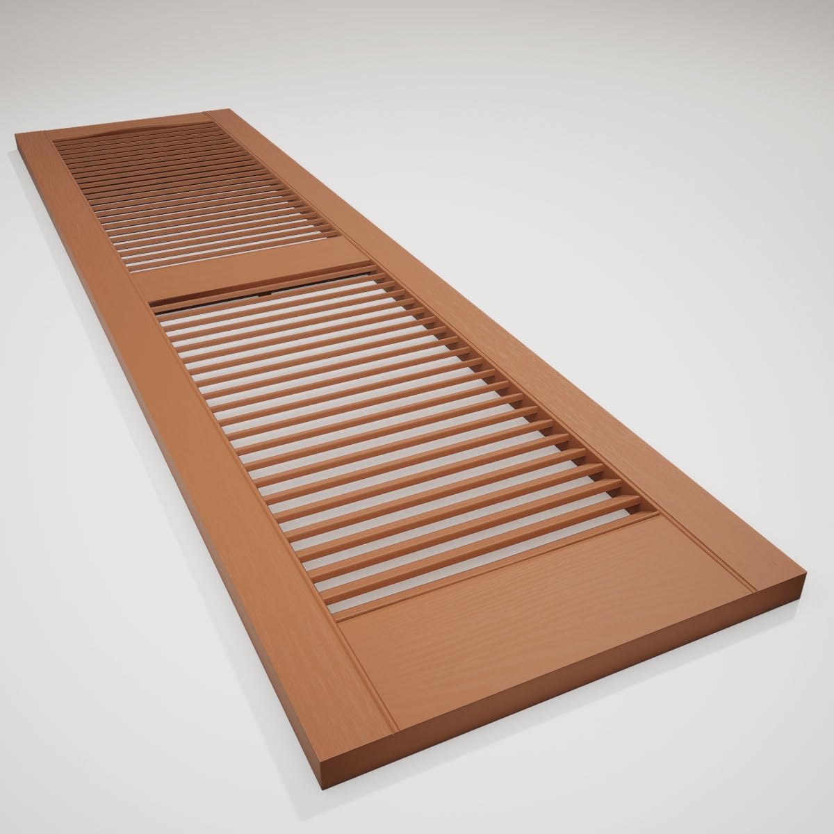Ekena Millwork 14.5 in. W x 48 in. H Builders Edge, Standard Cathedral Top Center Mullion, Open Louver Shutters, Includes Matching Installation Spikes (Per Pair), 002 - Black
